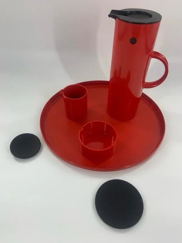 Vintage Modern Danish Coffee, Sugar and Creamer With Tray Set by Erik Magnussen - 2