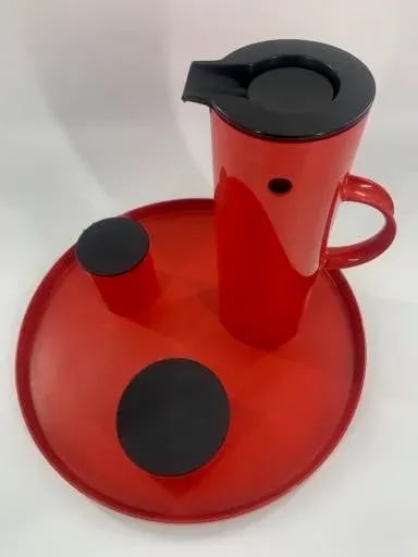 Vintage Modern Danish Coffee, Sugar and Creamer With Tray Set by Erik Magnussen - 3