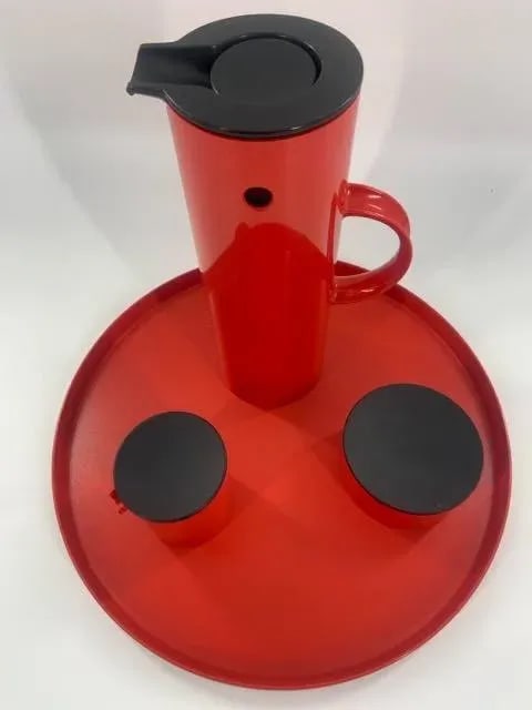Vintage Modern Danish Coffee, Sugar and Creamer With Tray Set by Erik Magnussen - 4