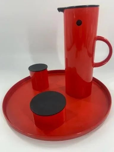 Vintage Modern Danish Coffee, Sugar and Creamer With Tray Set by Erik Magnussen - 5
