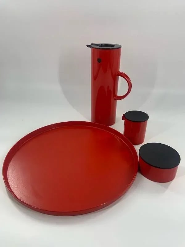 Vintage Modern Danish Coffee, Sugar and Creamer With Tray Set by Erik Magnussen - 6