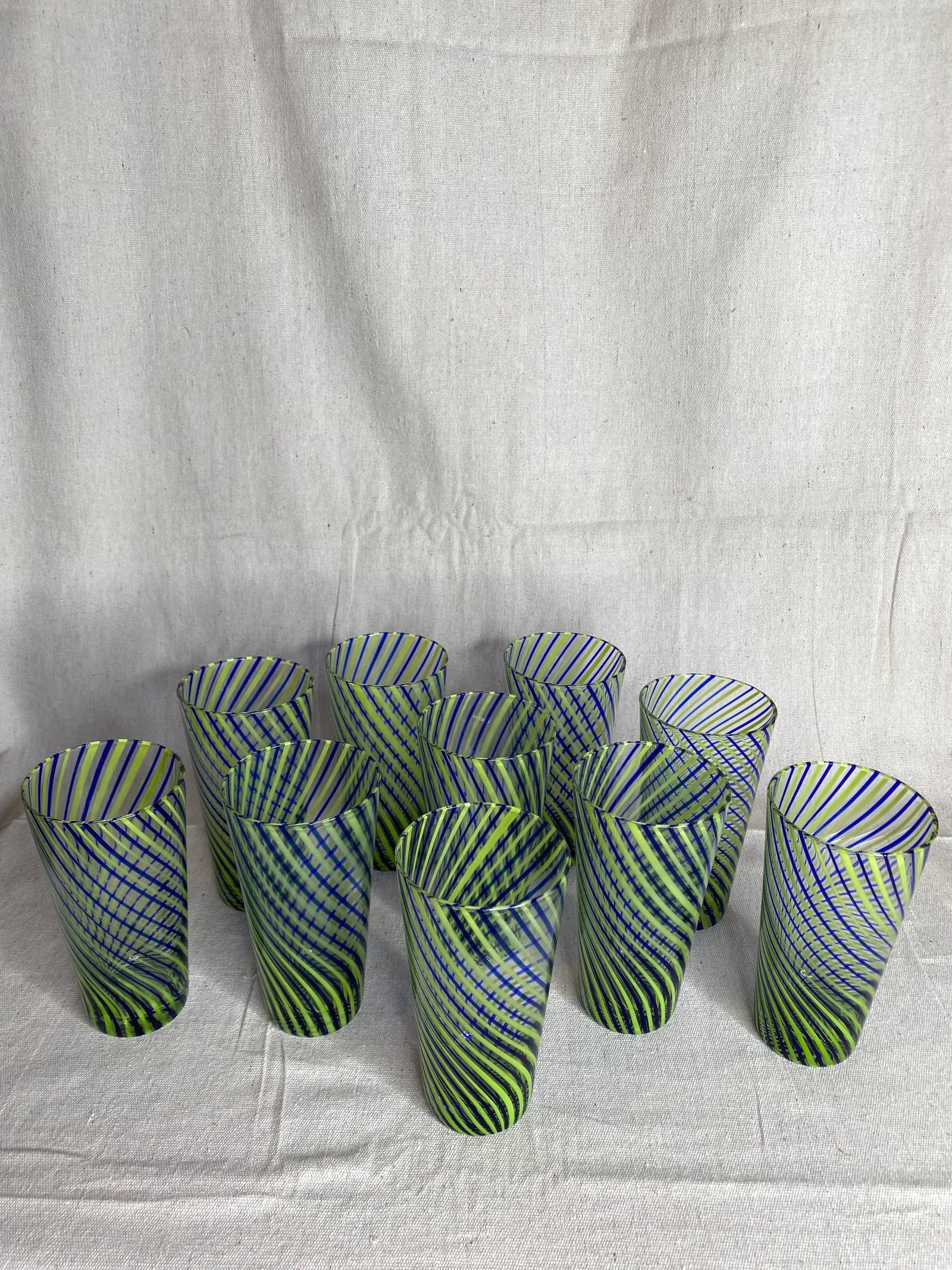 Late 20th Century Hand-Blown Glasses- Set of 10 - 2
