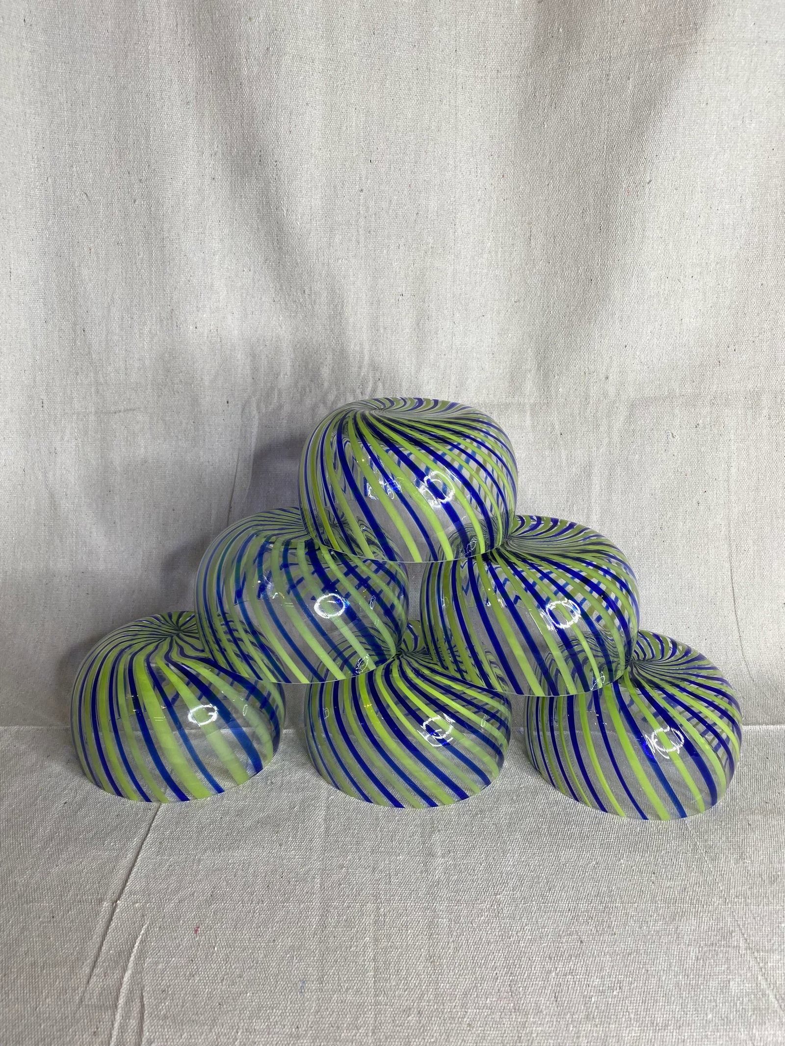 Late 20th Century Hand-Blown Vinini-Style Bowls- Set of 6 - 2