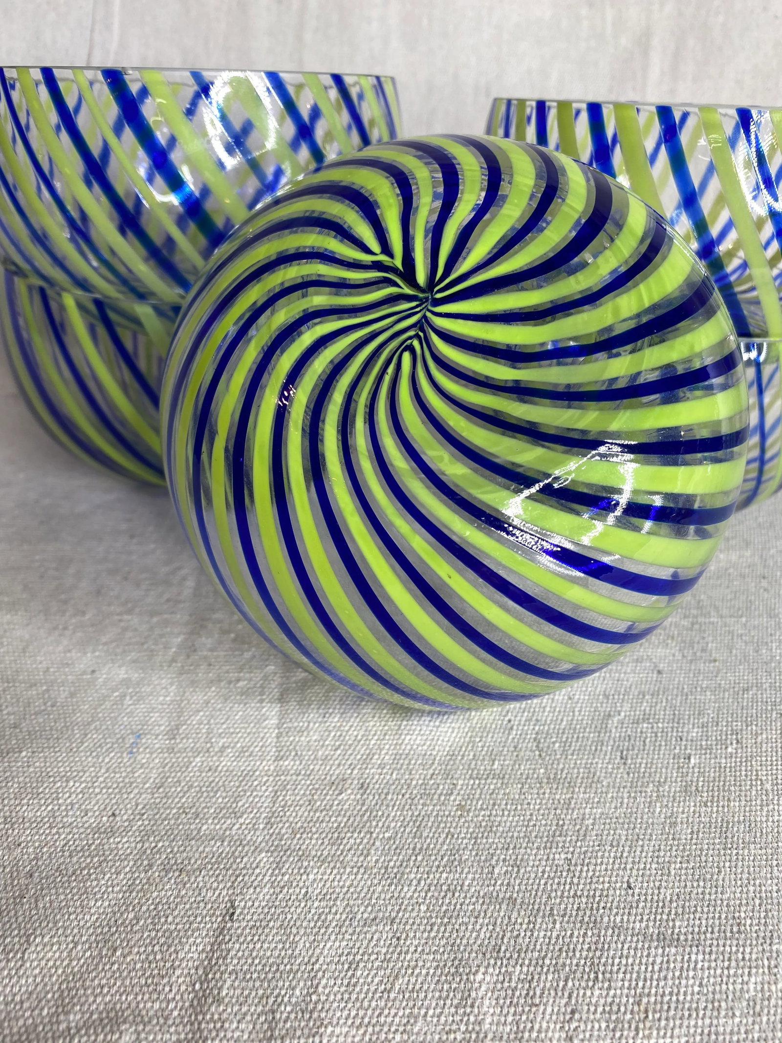 Late 20th Century Hand-Blown Vinini-Style Bowls- Set of 6 - 5