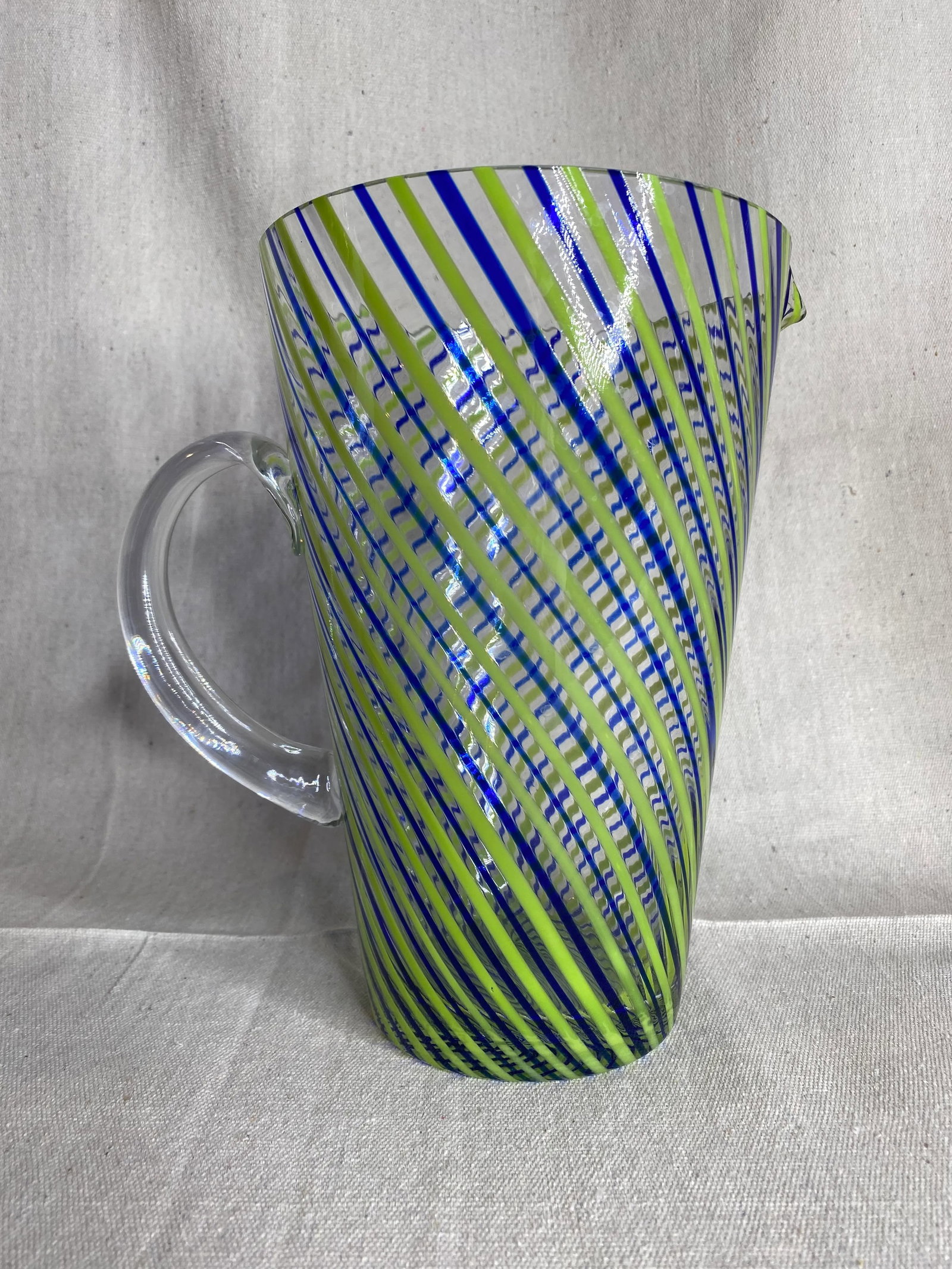 Vintage Hand-Blown Venini-Style Pitcher & Highball Glasses Set- 9 Pieces - 5