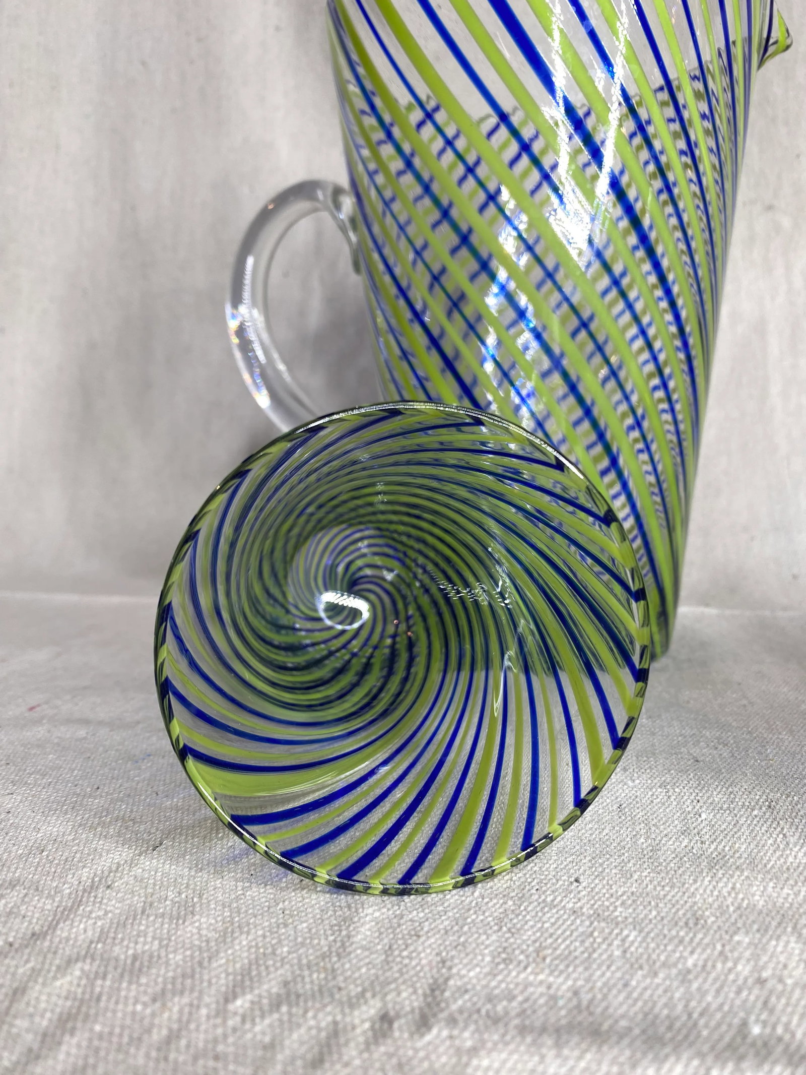Vintage Hand-Blown Venini-Style Pitcher & Highball Glasses Set- 9 Pieces - 6
