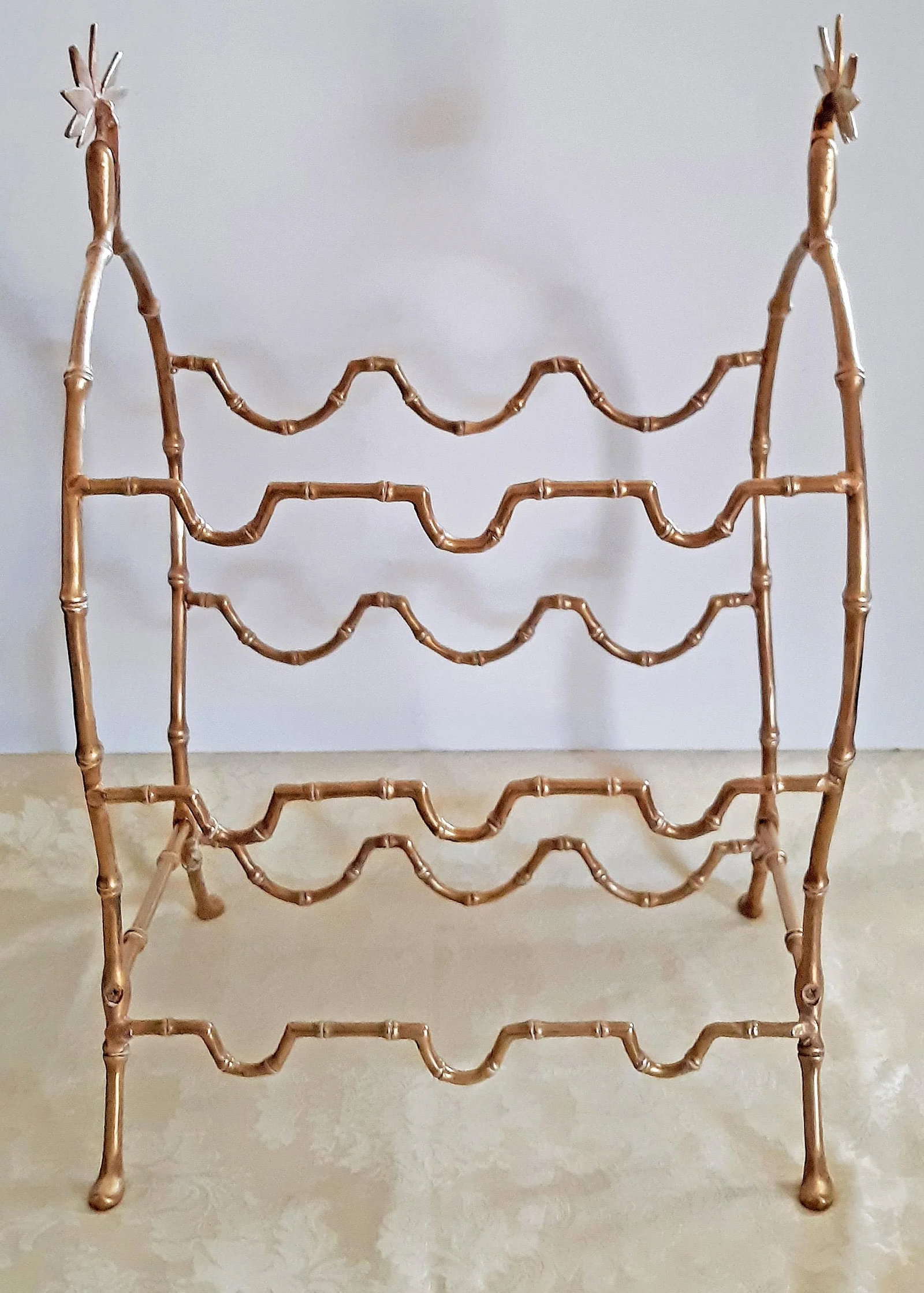 1950s Maison Bagues France Gilt Bronze Faux Bamboo Wine Rack - 2