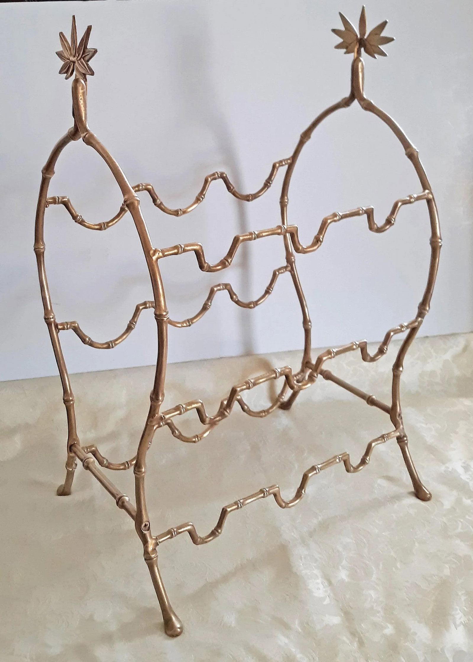 1950s Maison Bagues France Gilt Bronze Faux Bamboo Wine Rack - 3
