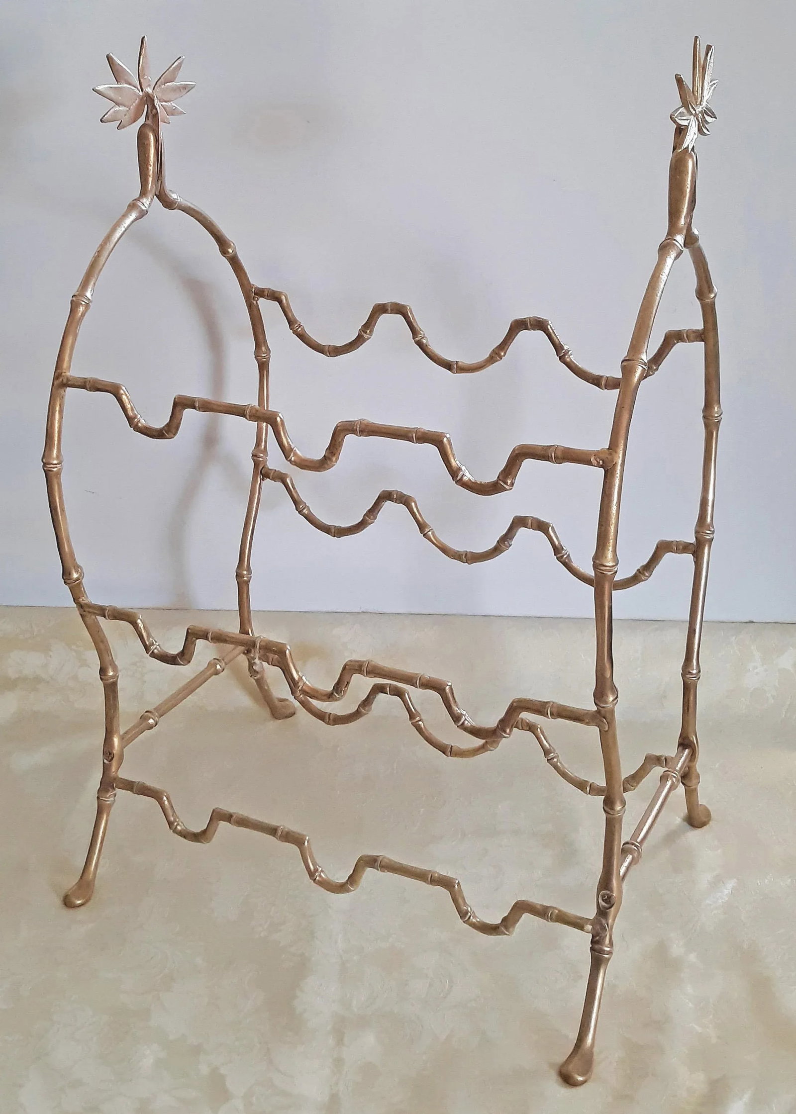 1950s Maison Bagues France Gilt Bronze Faux Bamboo Wine Rack - 7