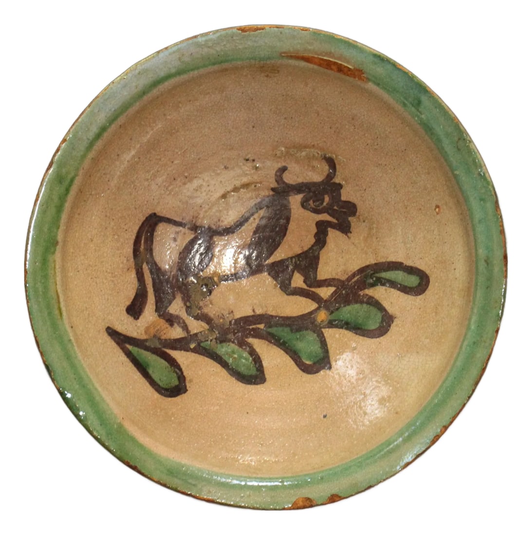 19th / 20th C. Glazed Earthenware Bowl With Bull, Cuzco Pottery School 2 (1 of 14)
