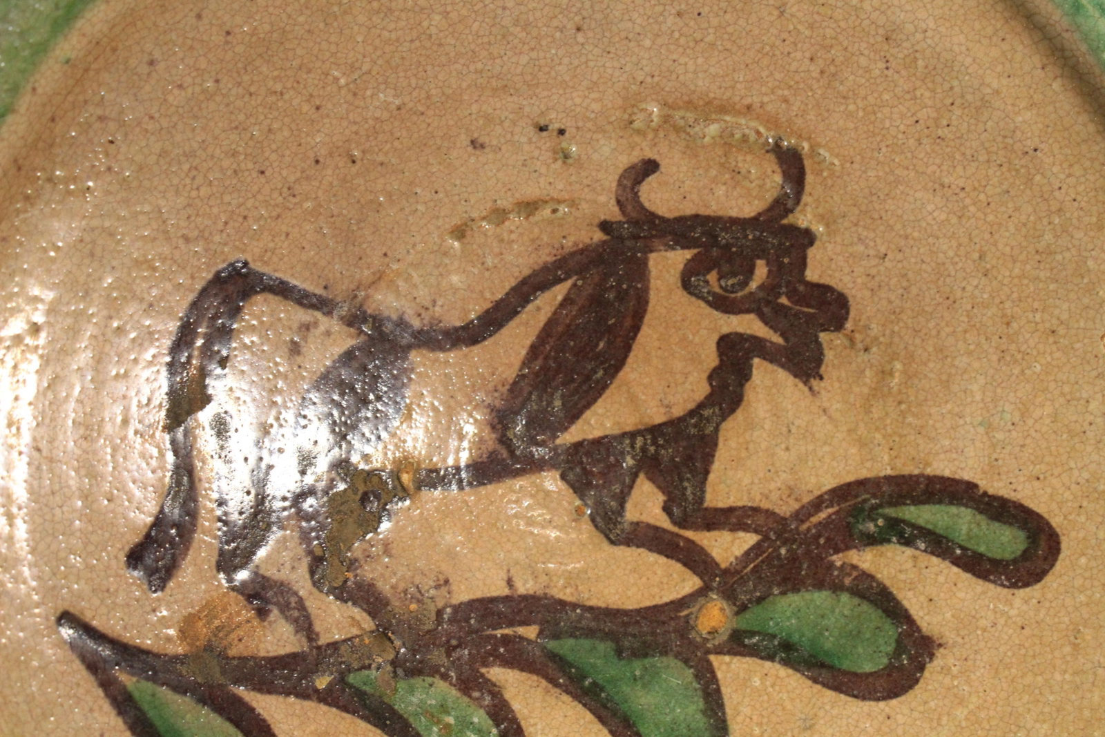 19th / 20th C. Glazed Earthenware Bowl With Bull, Cuzco Pottery School 2 - 7