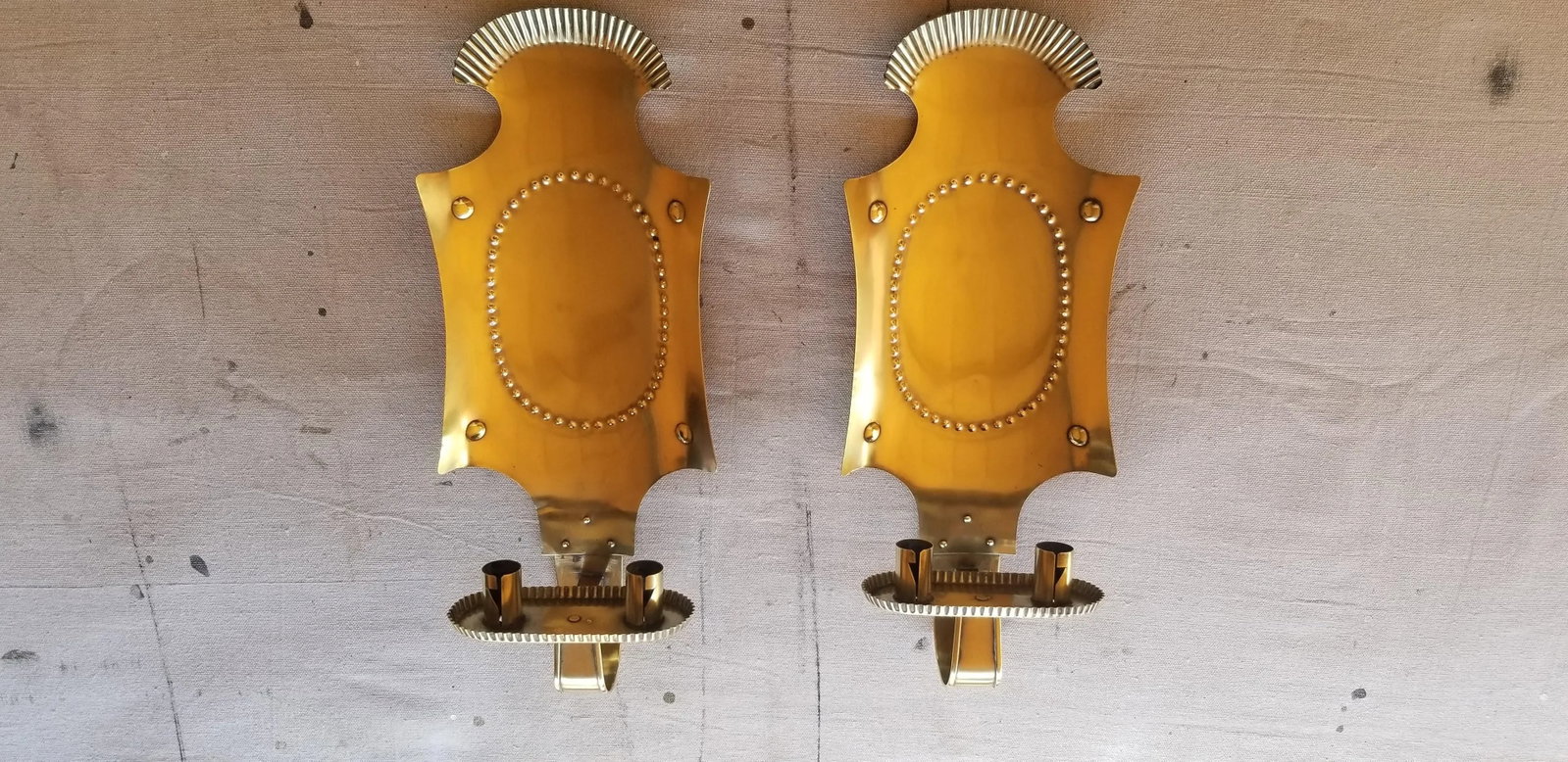 Mid-Century Brass Candles Wall Sconces - a Pair - 10