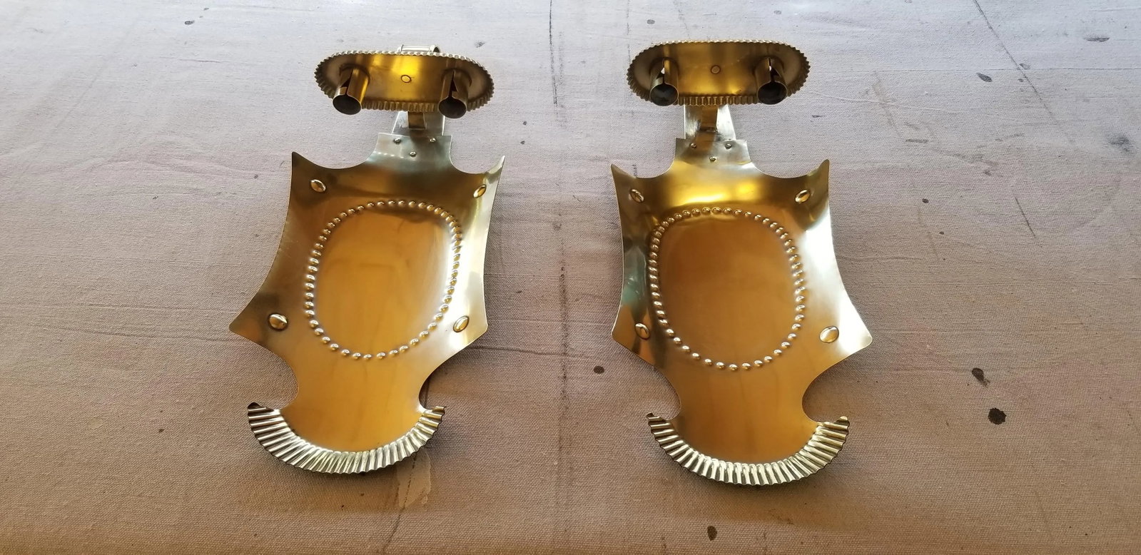 Mid-Century Brass Candles Wall Sconces - a Pair - 11