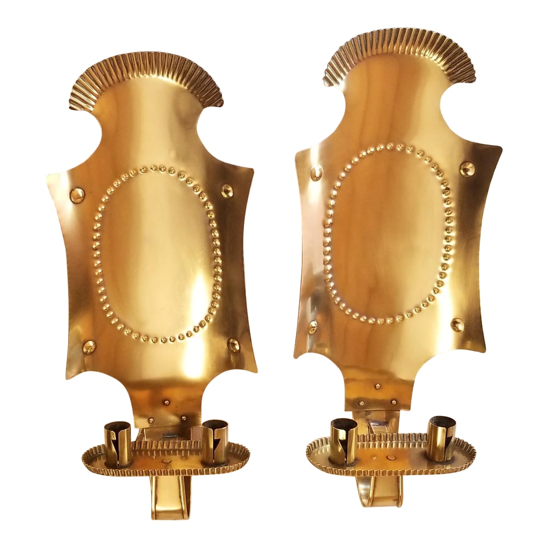 Mid-Century Brass Candles Wall Sconces - a Pair (1 of 12)