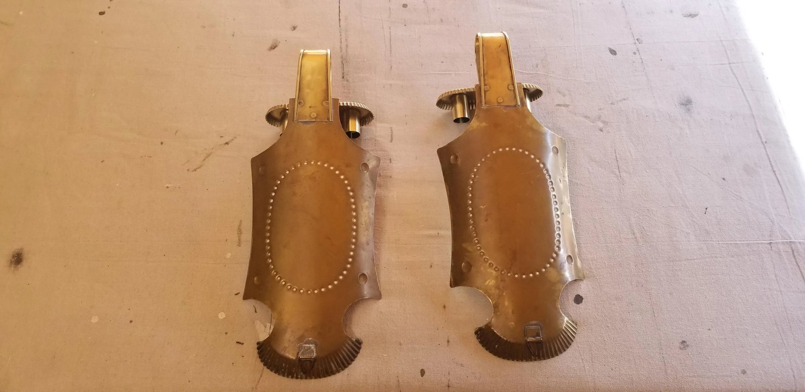 Mid-Century Brass Candles Wall Sconces - a Pair - 2