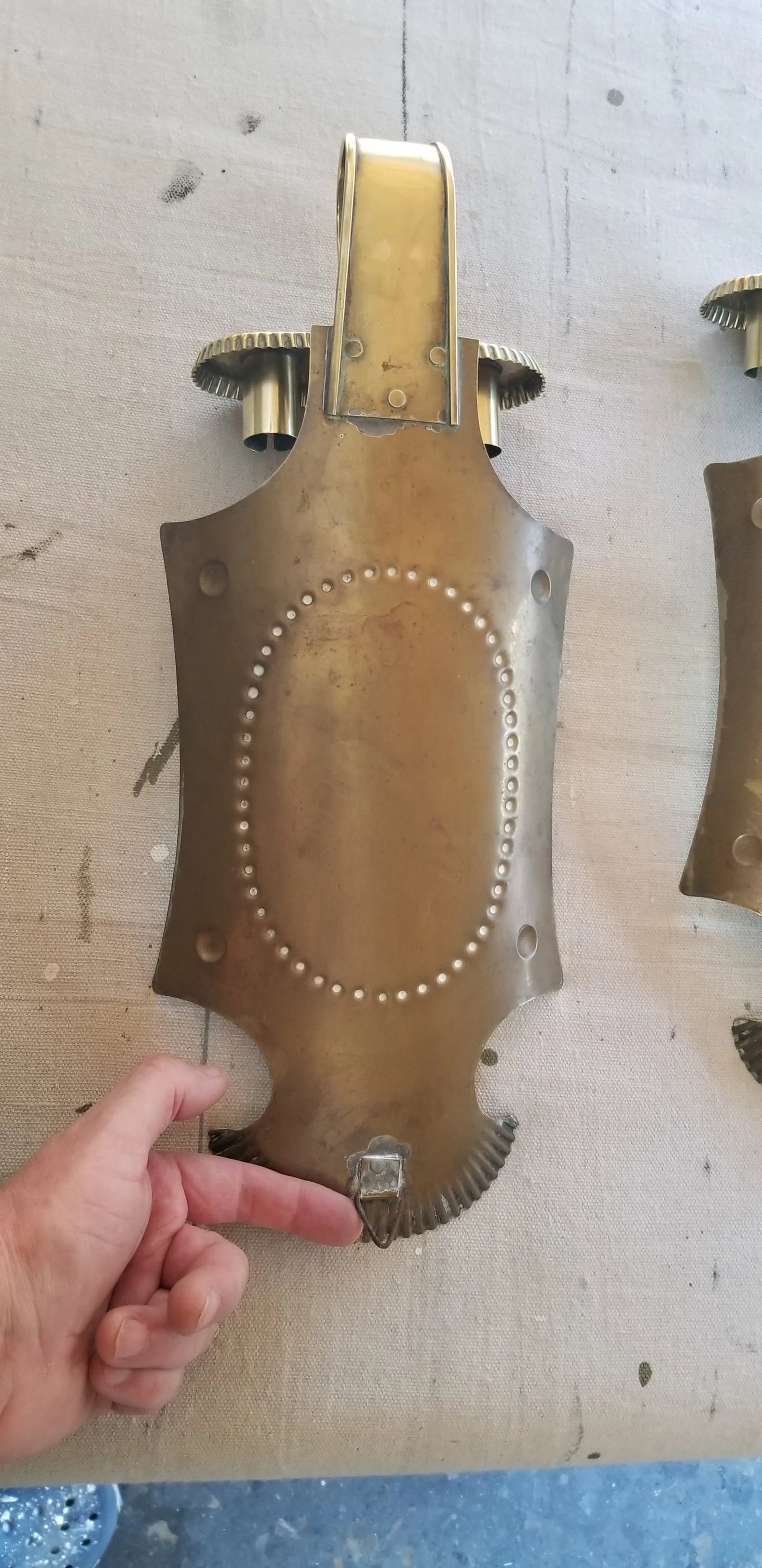 Mid-Century Brass Candles Wall Sconces - a Pair - 3