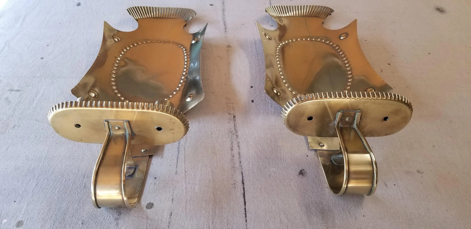 Mid-Century Brass Candles Wall Sconces - a Pair - 4
