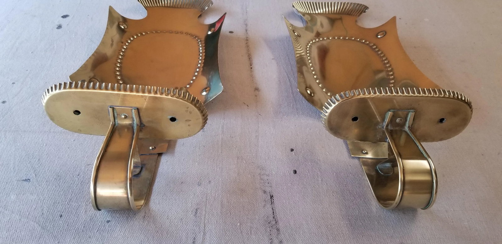 Mid-Century Brass Candles Wall Sconces - a Pair - 7