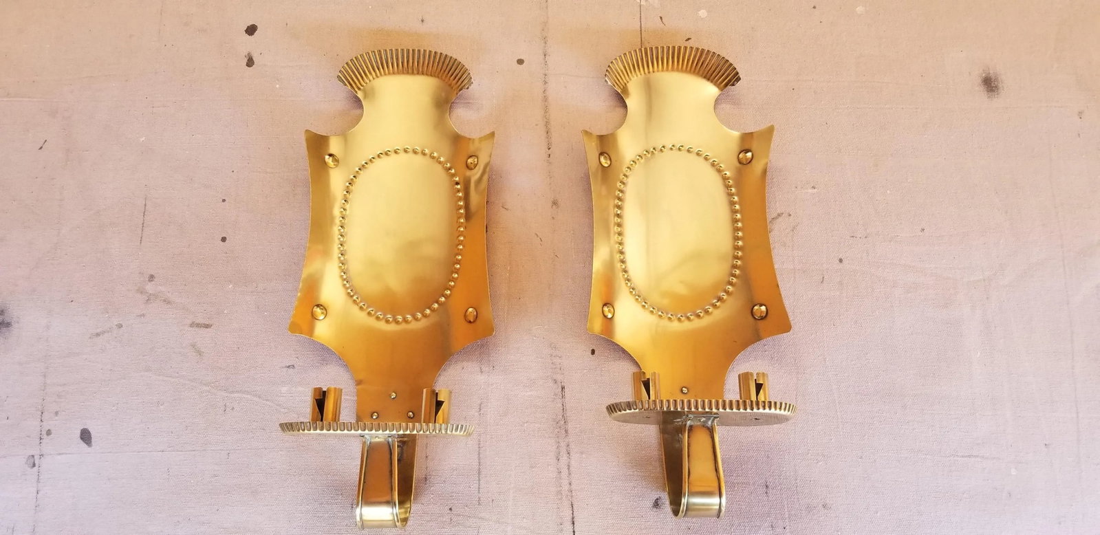 Mid-Century Brass Candles Wall Sconces - a Pair - 8