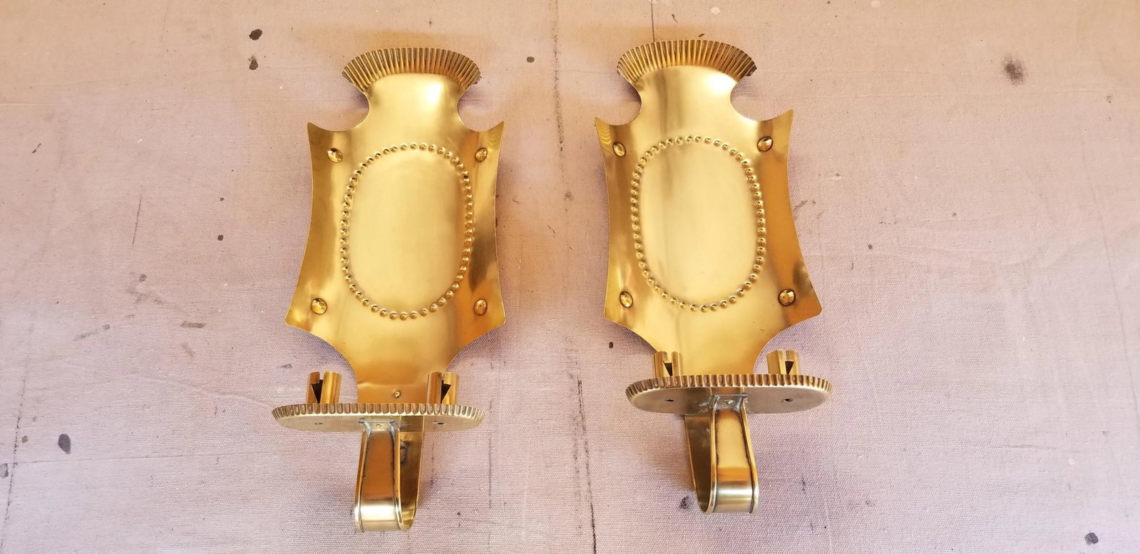 Mid-Century Brass Candles Wall Sconces - a Pair - 9