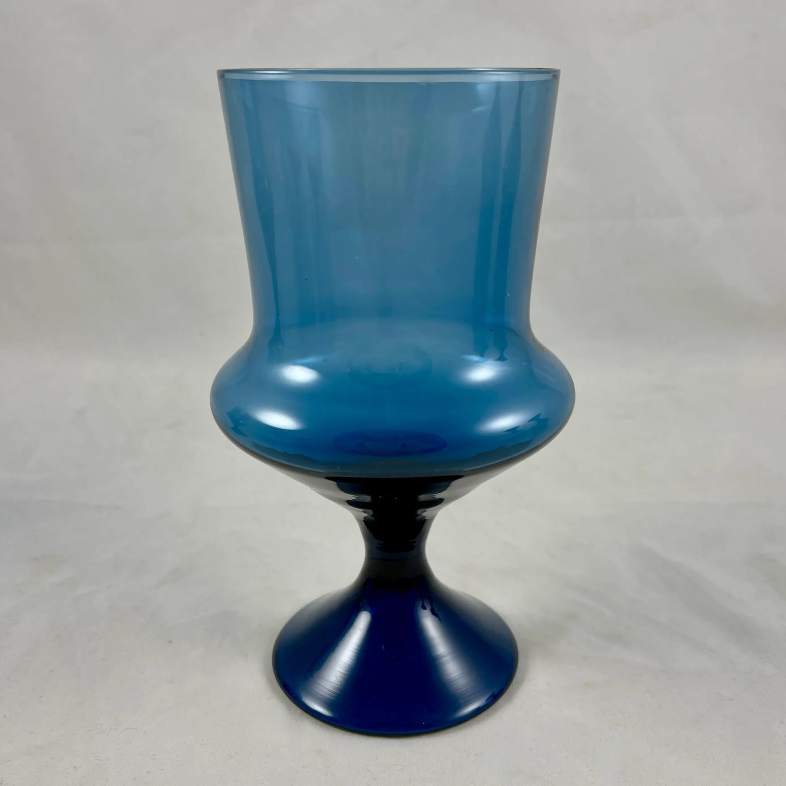 Mid-Century Scandinavian Modern Denby-Milnor Blue Flare Glass Goblets, S/6 - 2