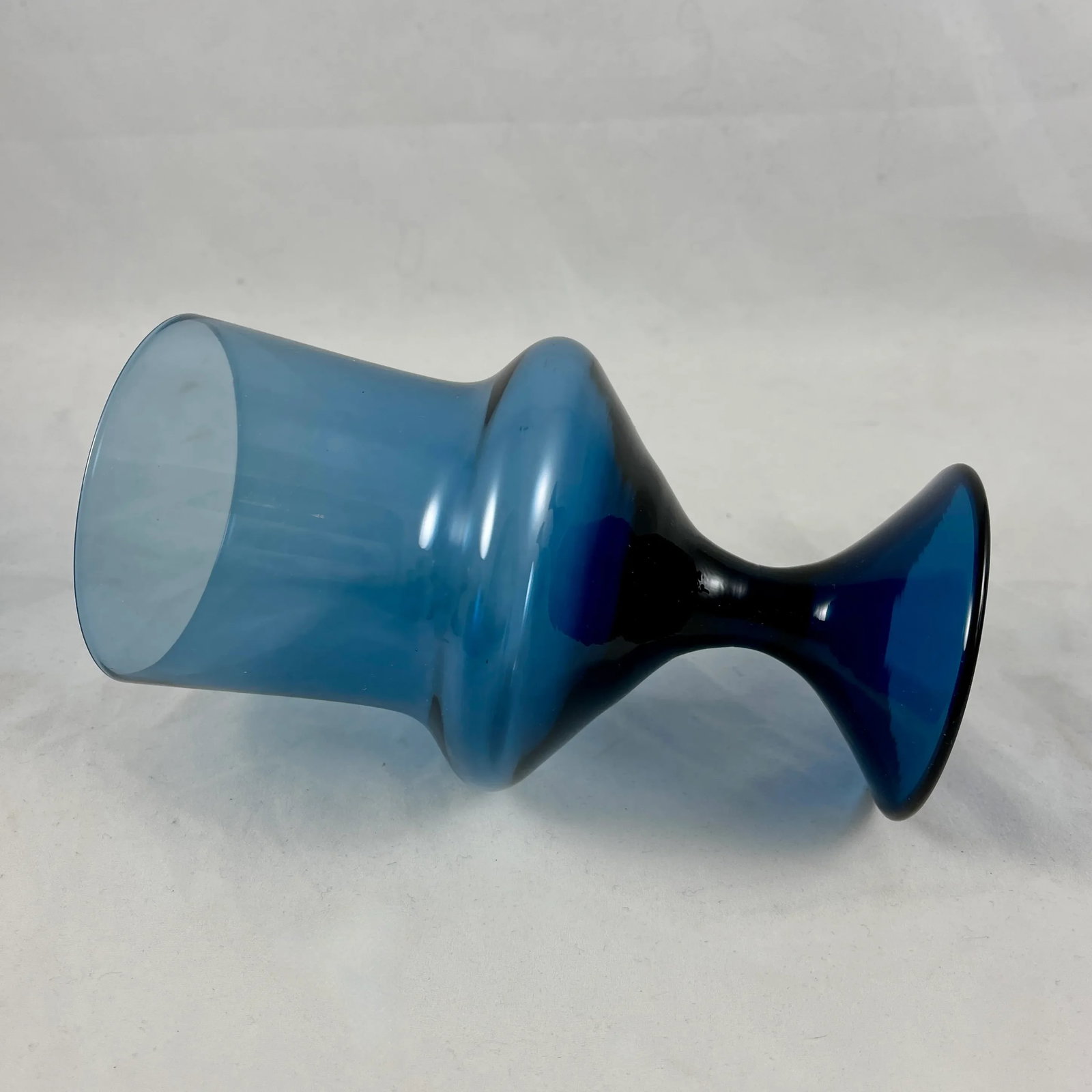 Mid-Century Scandinavian Modern Denby-Milnor Blue Flare Glass Goblets, S/6 - 6