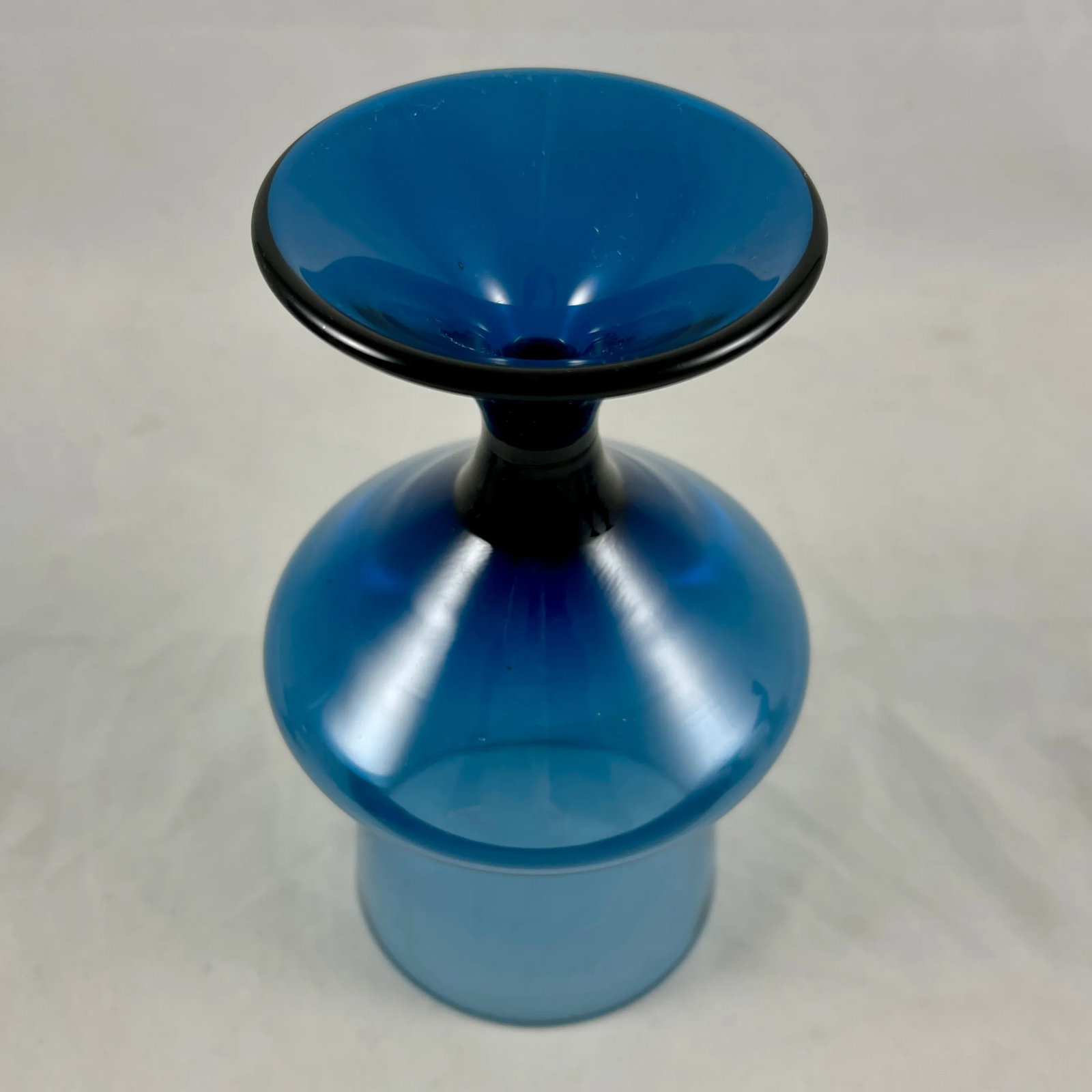 Mid-Century Scandinavian Modern Denby-Milnor Blue Flare Glass Goblets, S/6 - 7