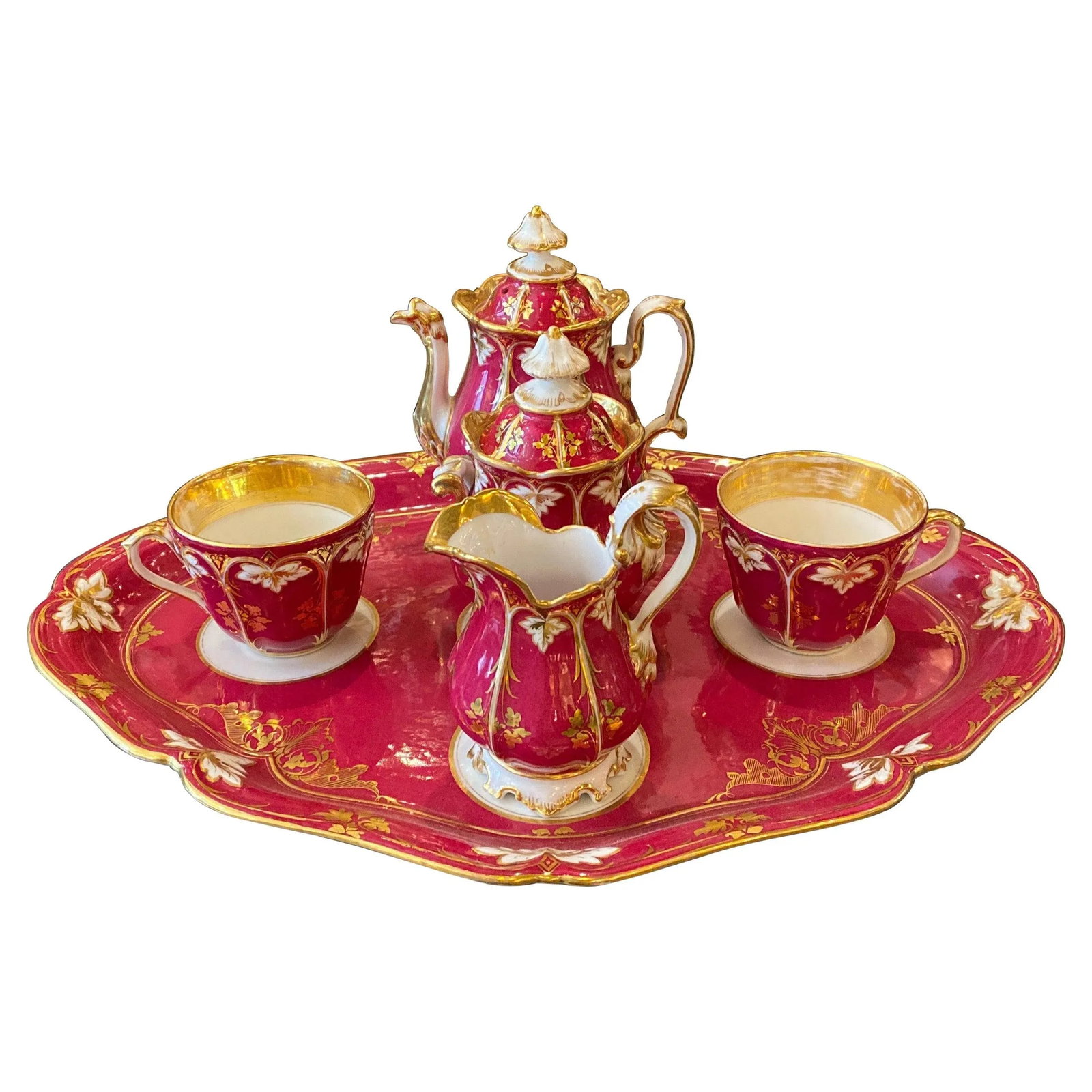 Circa 1875 French Porcelain Tete a Tete Tea Set- 6 Pieces - 13
