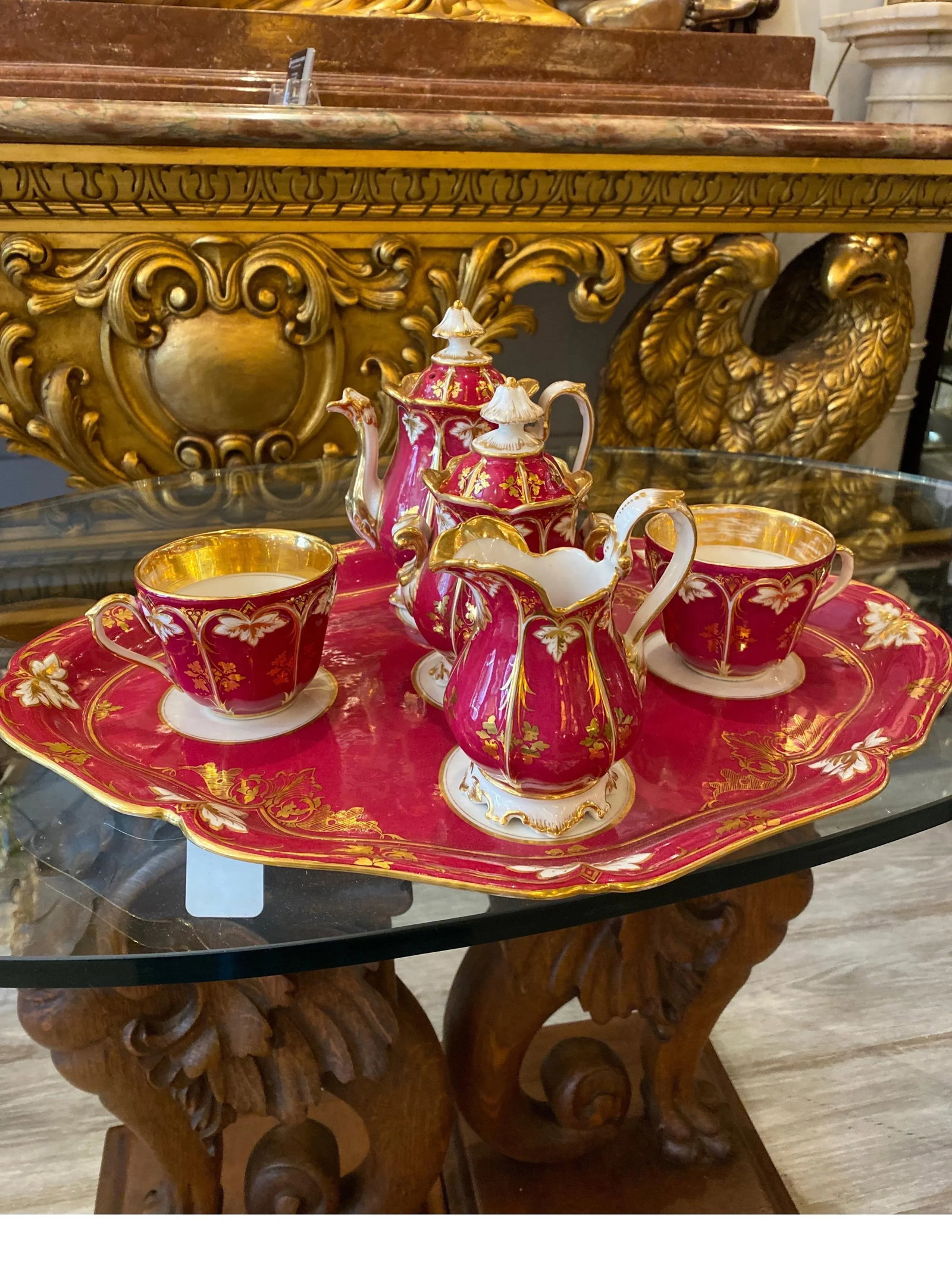 Circa 1875 French Porcelain Tete a Tete Tea Set- 6 Pieces - 2
