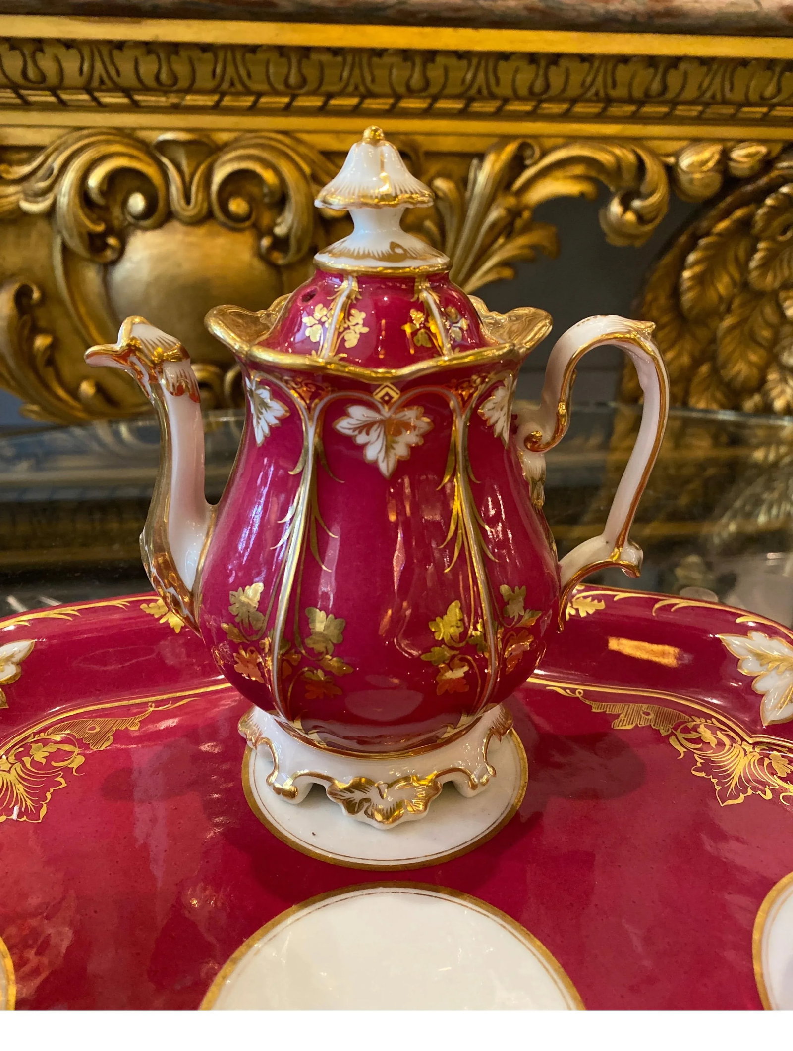 Circa 1875 French Porcelain Tete a Tete Tea Set- 6 Pieces - 3
