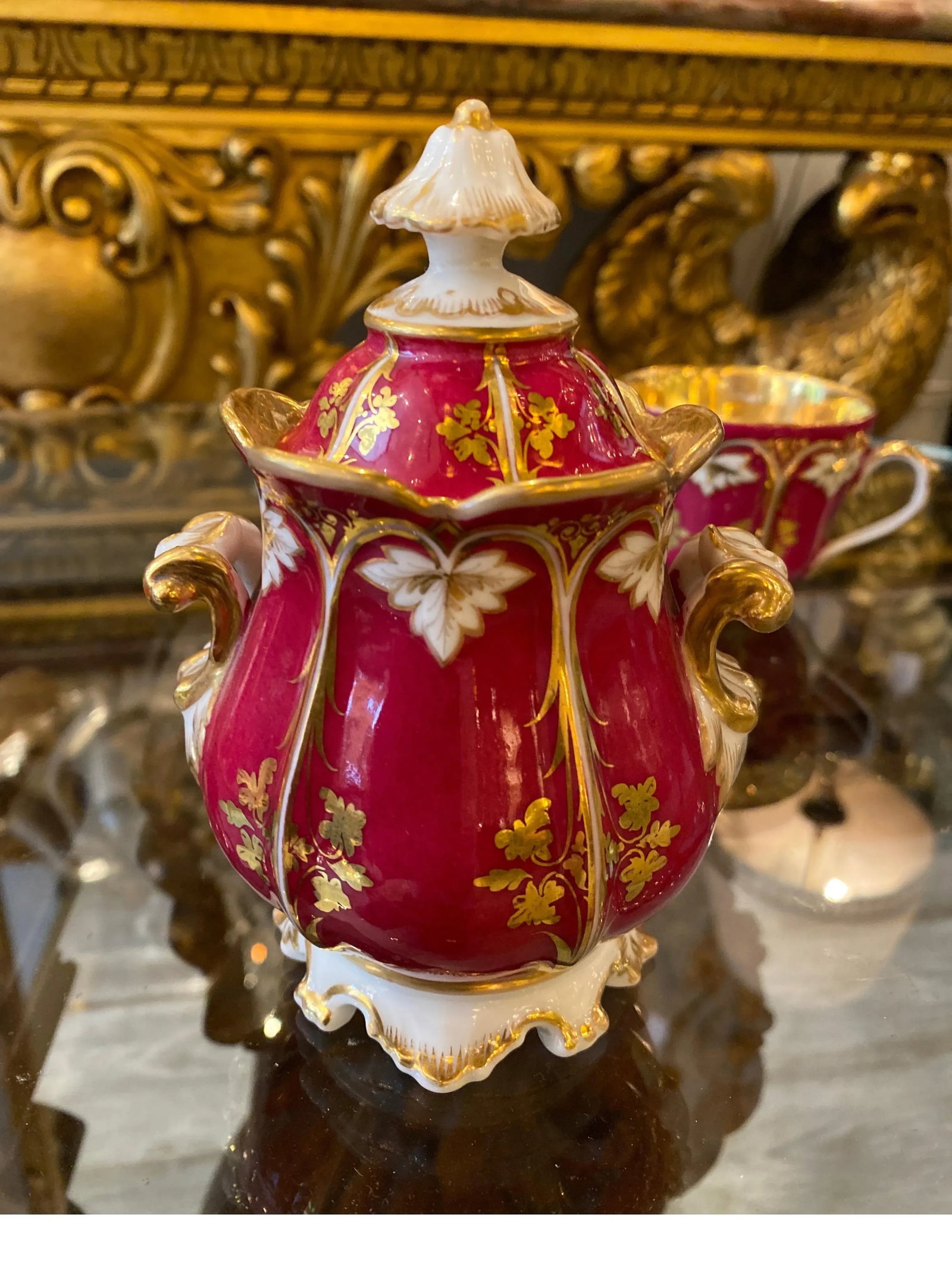 Circa 1875 French Porcelain Tete a Tete Tea Set- 6 Pieces - 4