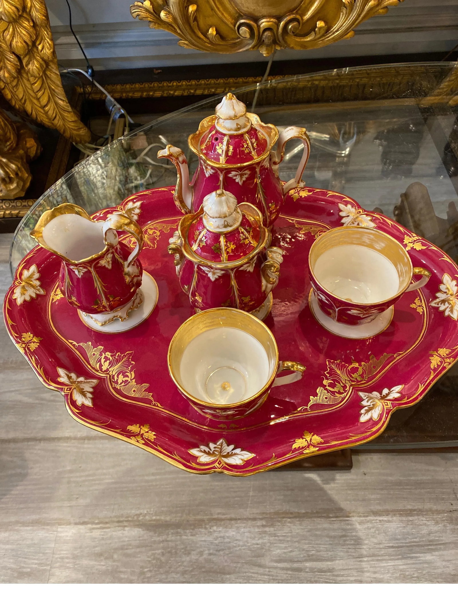 Circa 1875 French Porcelain Tete a Tete Tea Set- 6 Pieces - 6