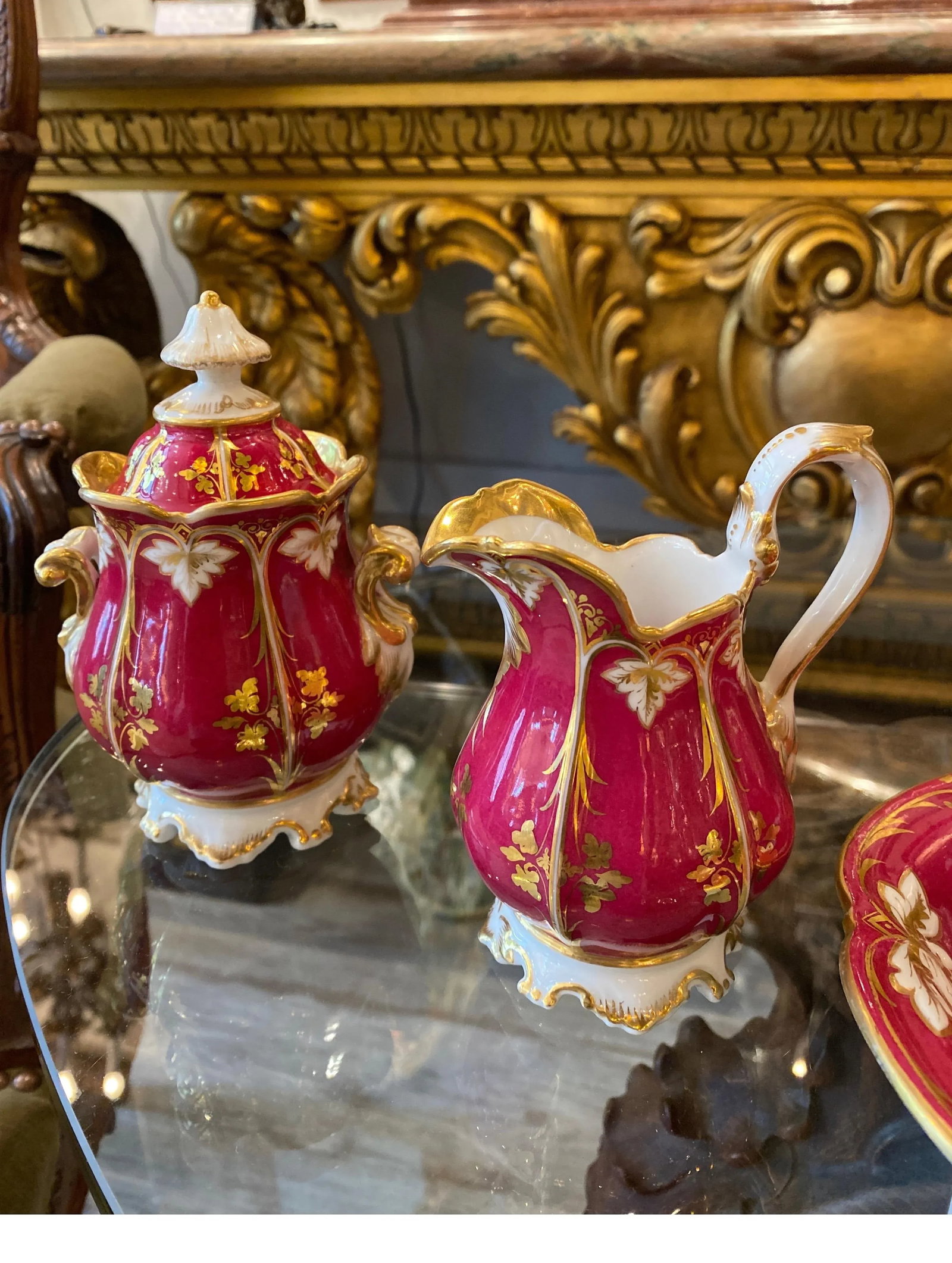 Circa 1875 French Porcelain Tete a Tete Tea Set- 6 Pieces - 7