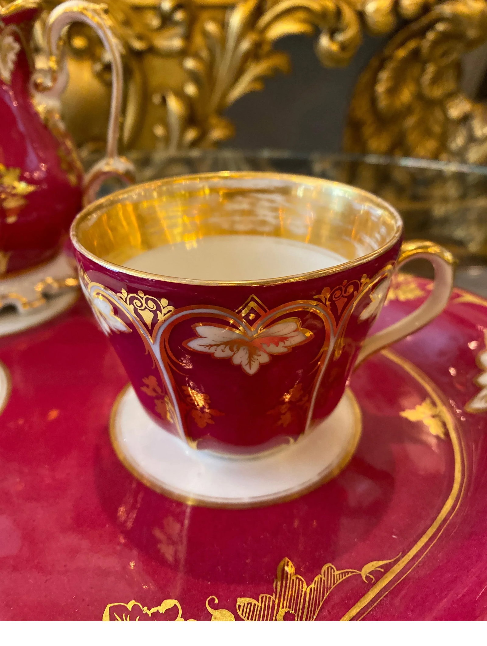 Circa 1875 French Porcelain Tete a Tete Tea Set- 6 Pieces - 8