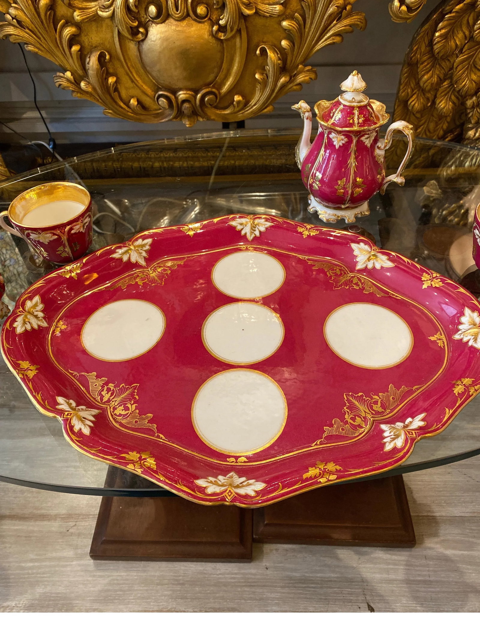 Circa 1875 French Porcelain Tete a Tete Tea Set- 6 Pieces - 9
