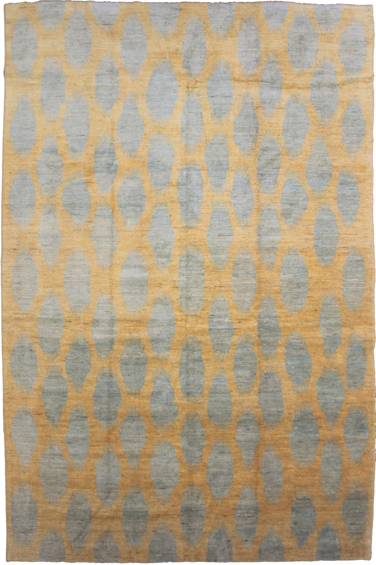 Aara Rugs Inc. Hand Knotted Ikat Rug - 10'5'' * 13'11'': Beautiful handmade Ikat rug, by Aara Rugs. It's a modern design and gorgeous colors, dyed with all natural dyes made from vegetable pigments. This rug is made of 75% wool and 25% cotton and with it's
