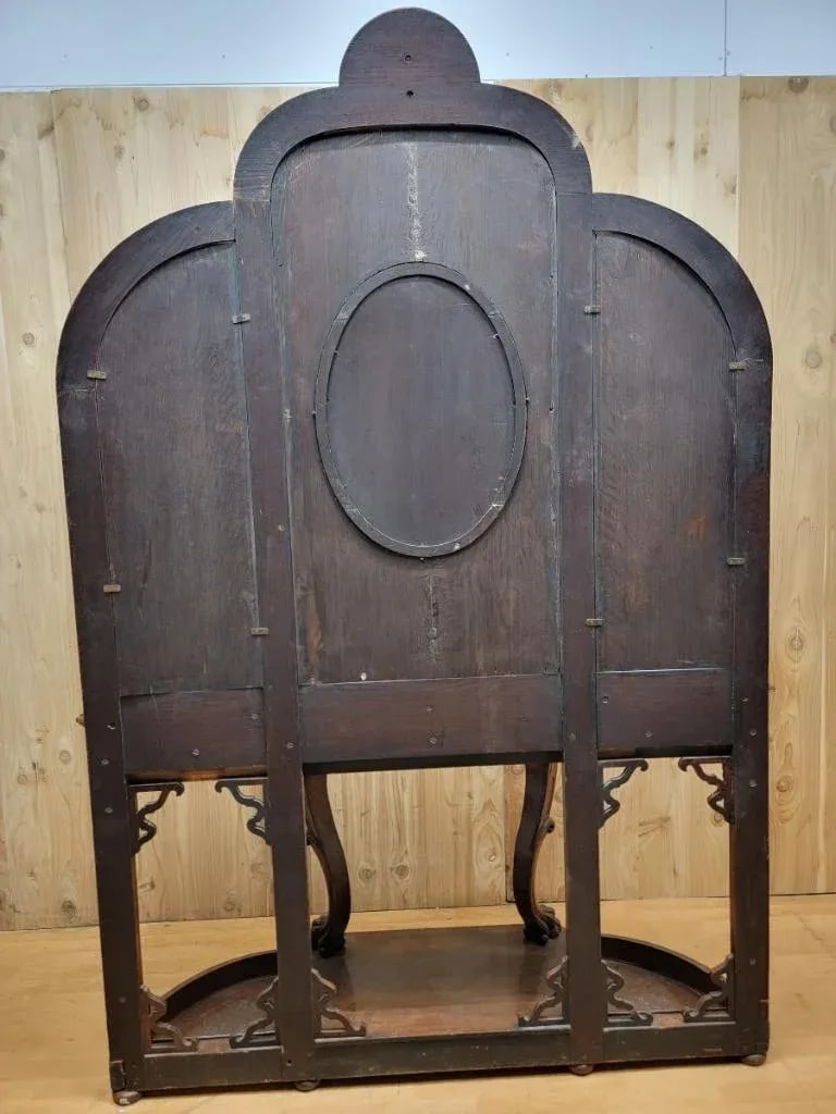 Antique Quarter Sawn Oak Carved Ornate Figural Hall Tree - 5