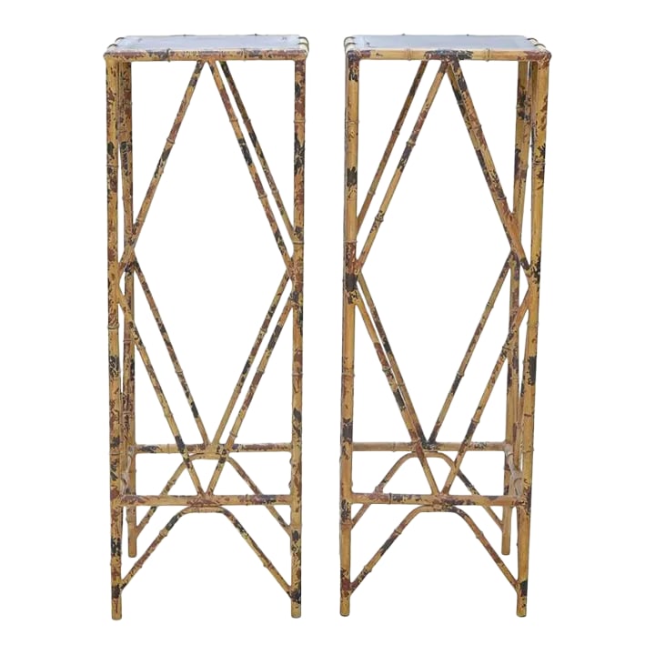 Pair of Mid-Century French Chinoiserie-Style Bamboo Pedestals Stands (1 of 9)