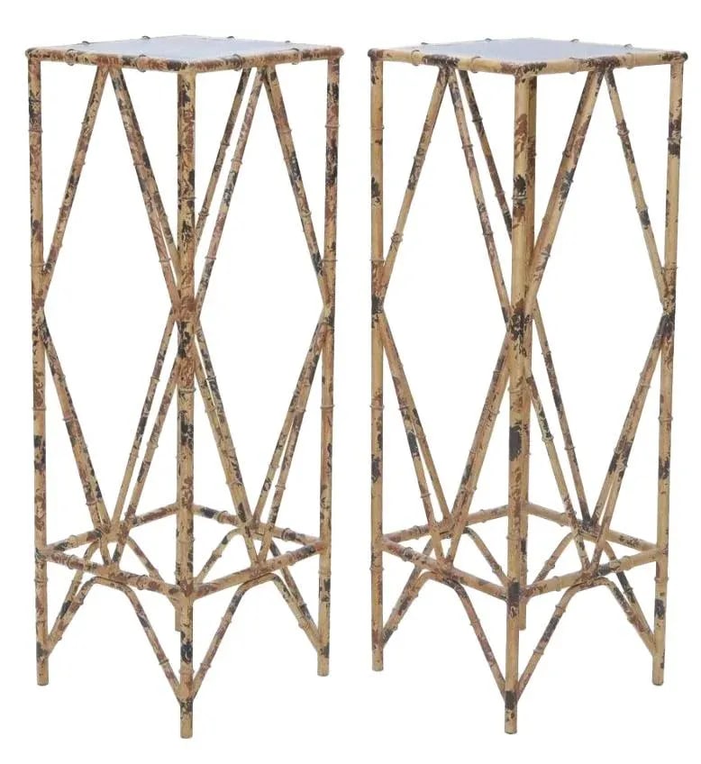 Pair of Mid-Century French Chinoiserie-Style Bamboo Pedestals Stands - 6