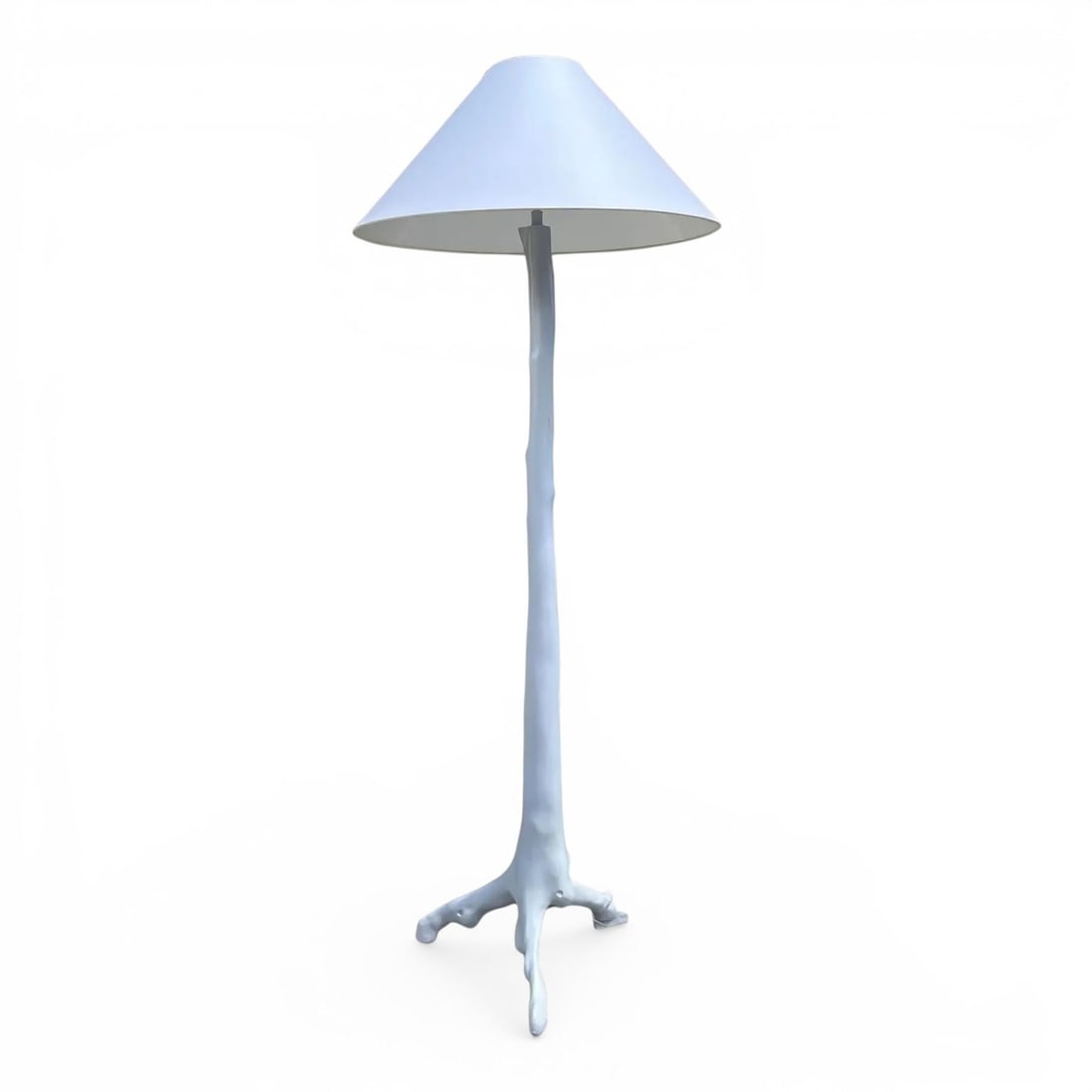 Serge Roche Style Faux Bois Floor Lamp: Serge Roche style faux Bois floor lamp. Custom painted from original owners estate in a lavender satin lacquer over sculpted resin in tree form, with matching purple shade. 63 h 17 w 15 d (base) 10.5