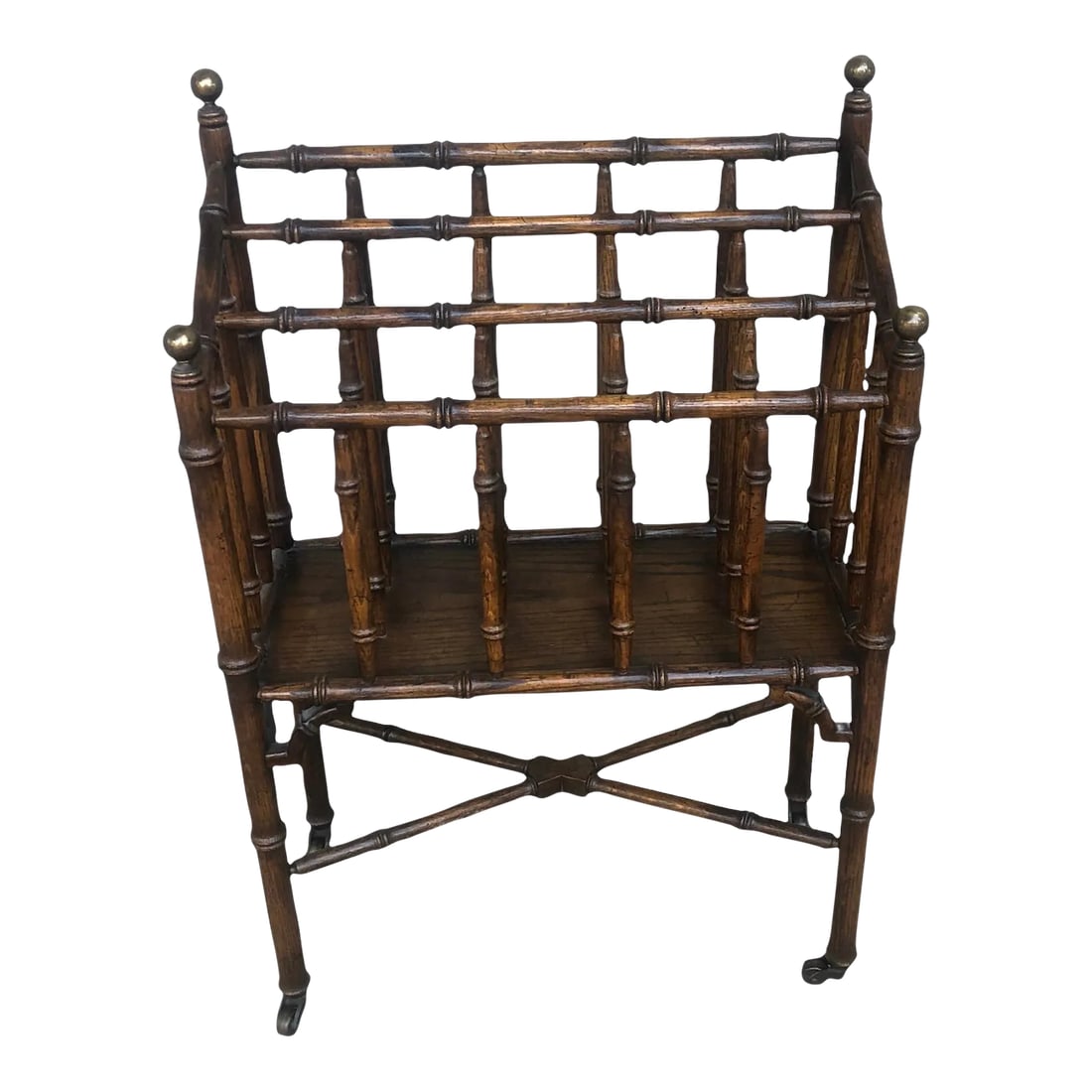 Vintage Traditional Canterbury Magazine Rack: What I love about this magazine rack is the graduation of levels that is rare to find in most magazine racks or canterbury. Early 20th Century in the American traditional style. Condition:
