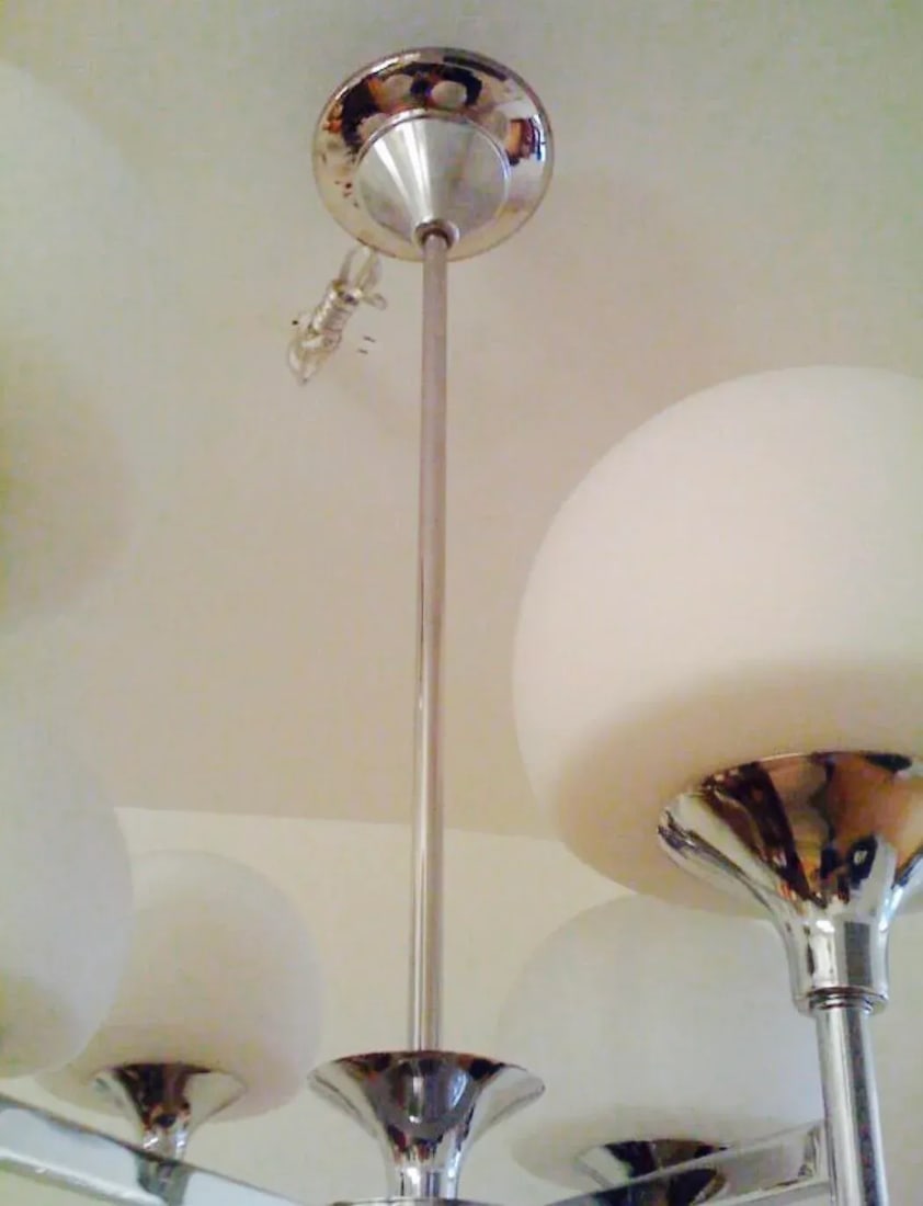 White & Chrome Reggiani Italian Chandelier - 10