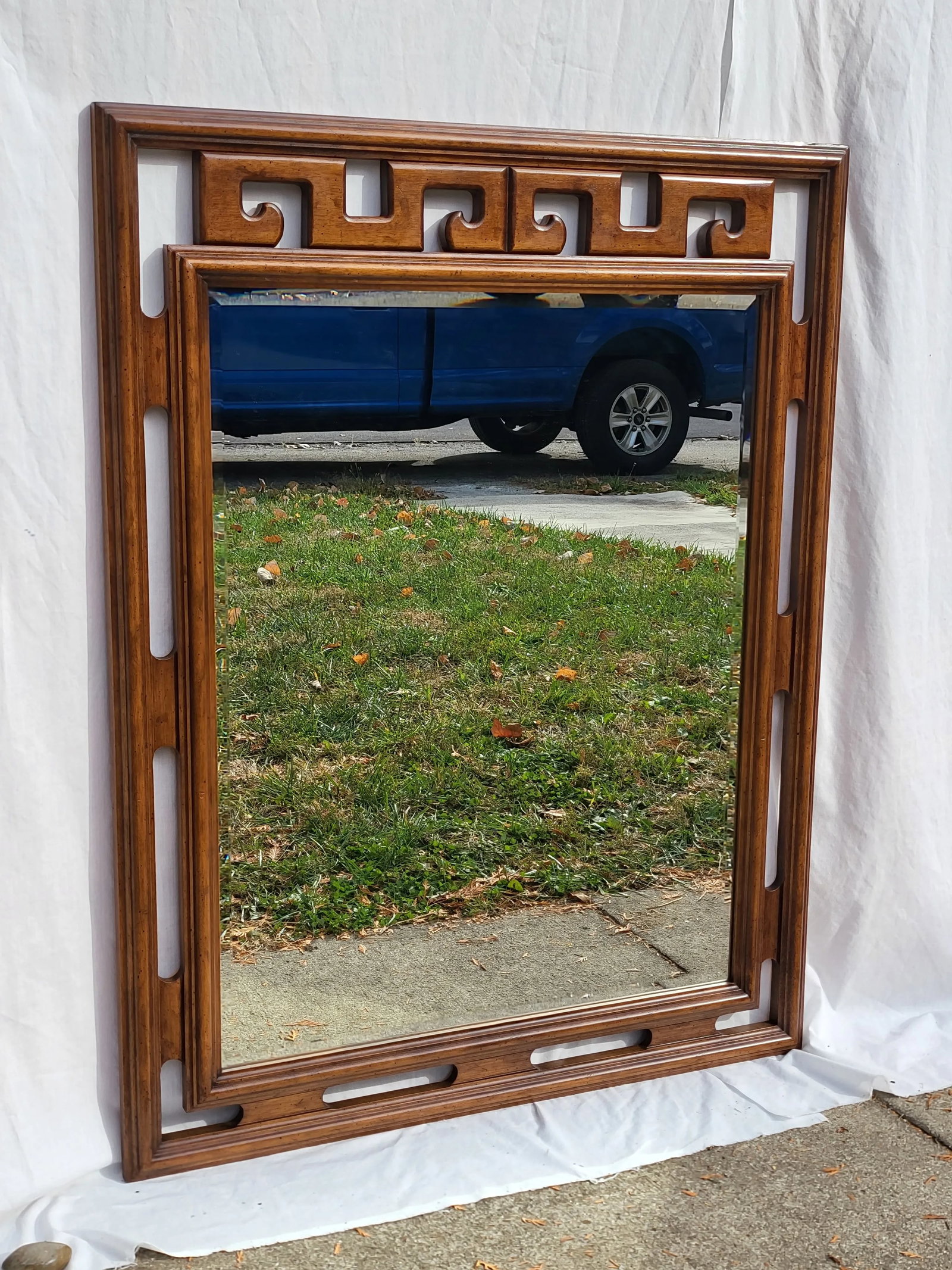 1960s Century Furniture Solid Wood Asian Wall Mirror - 2