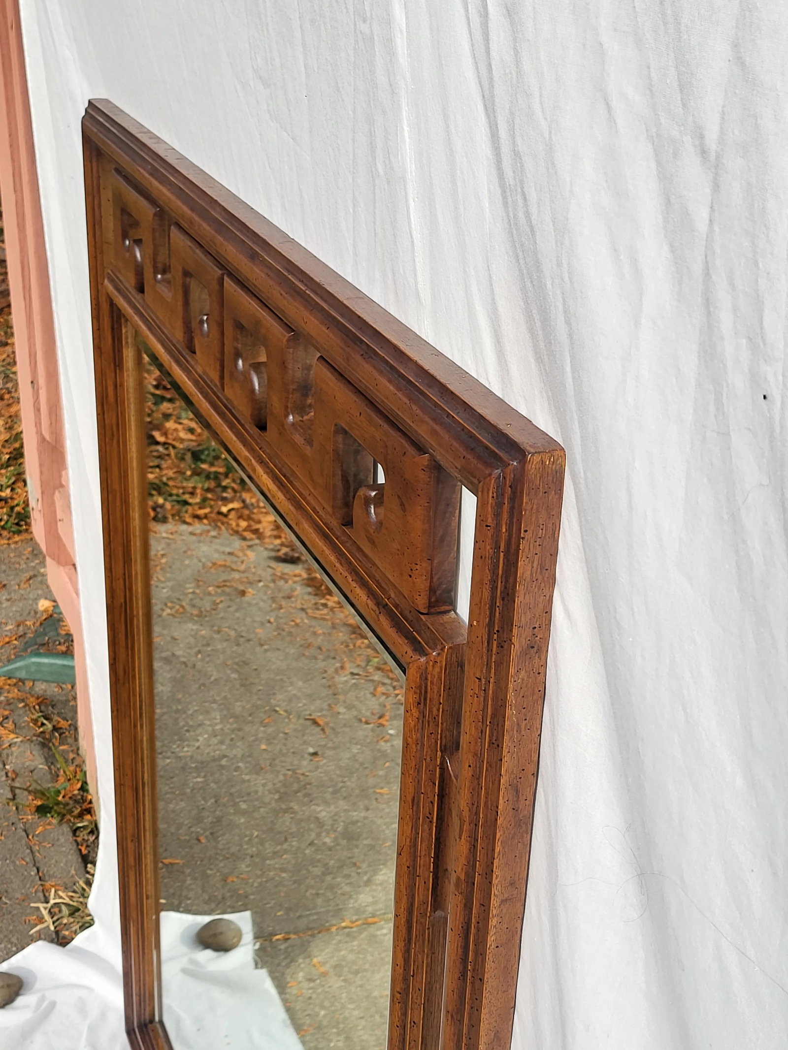1960s Century Furniture Solid Wood Asian Wall Mirror - 6