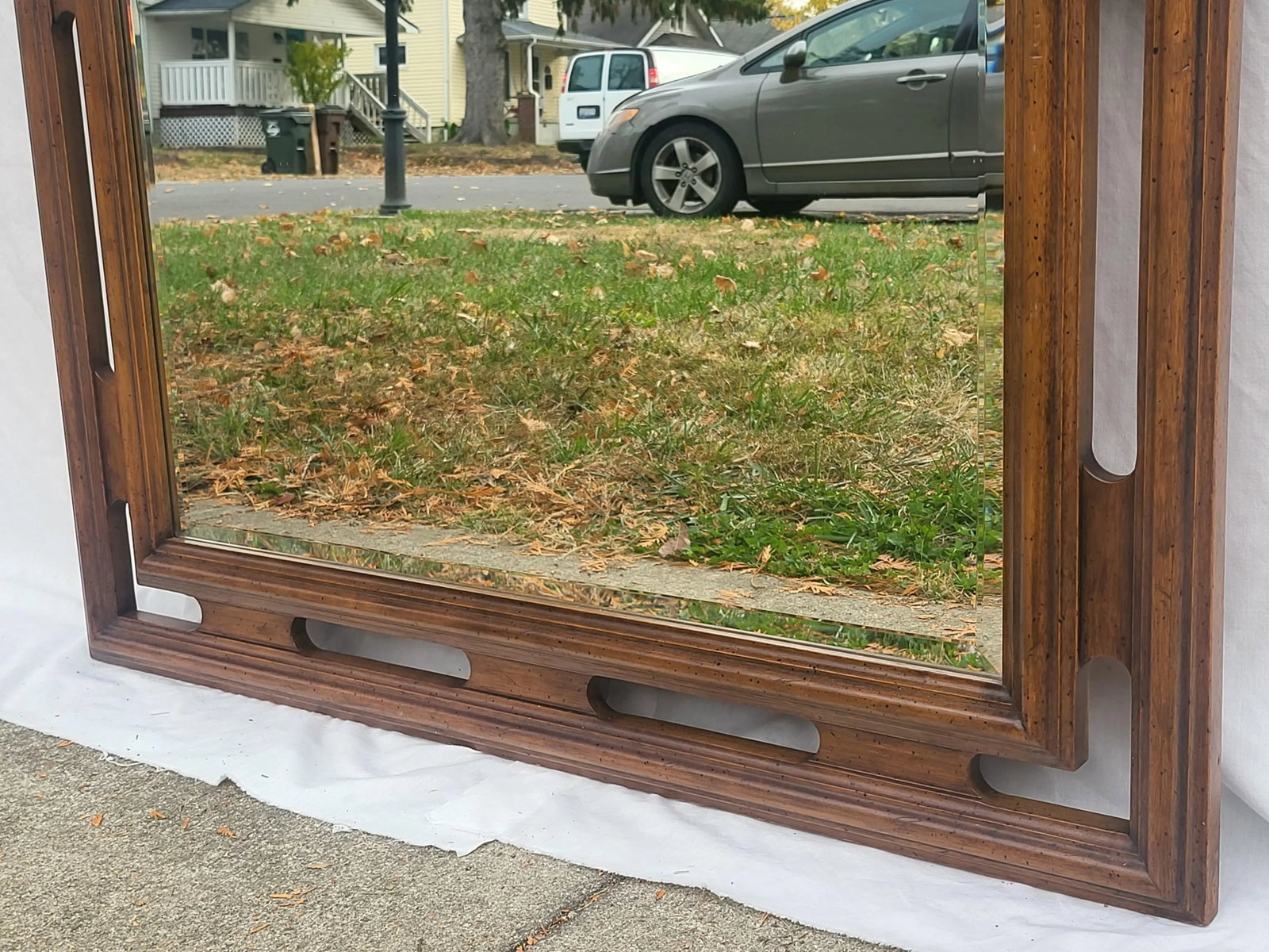 1960s Century Furniture Solid Wood Asian Wall Mirror - 7