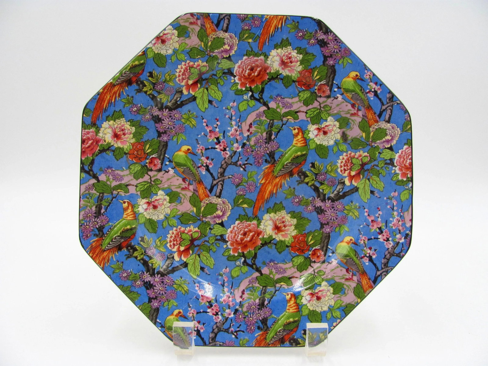 1920s Crown Ducal Blue Chintz Exotic Birds Luncheon Plates - Set of 6 - 2