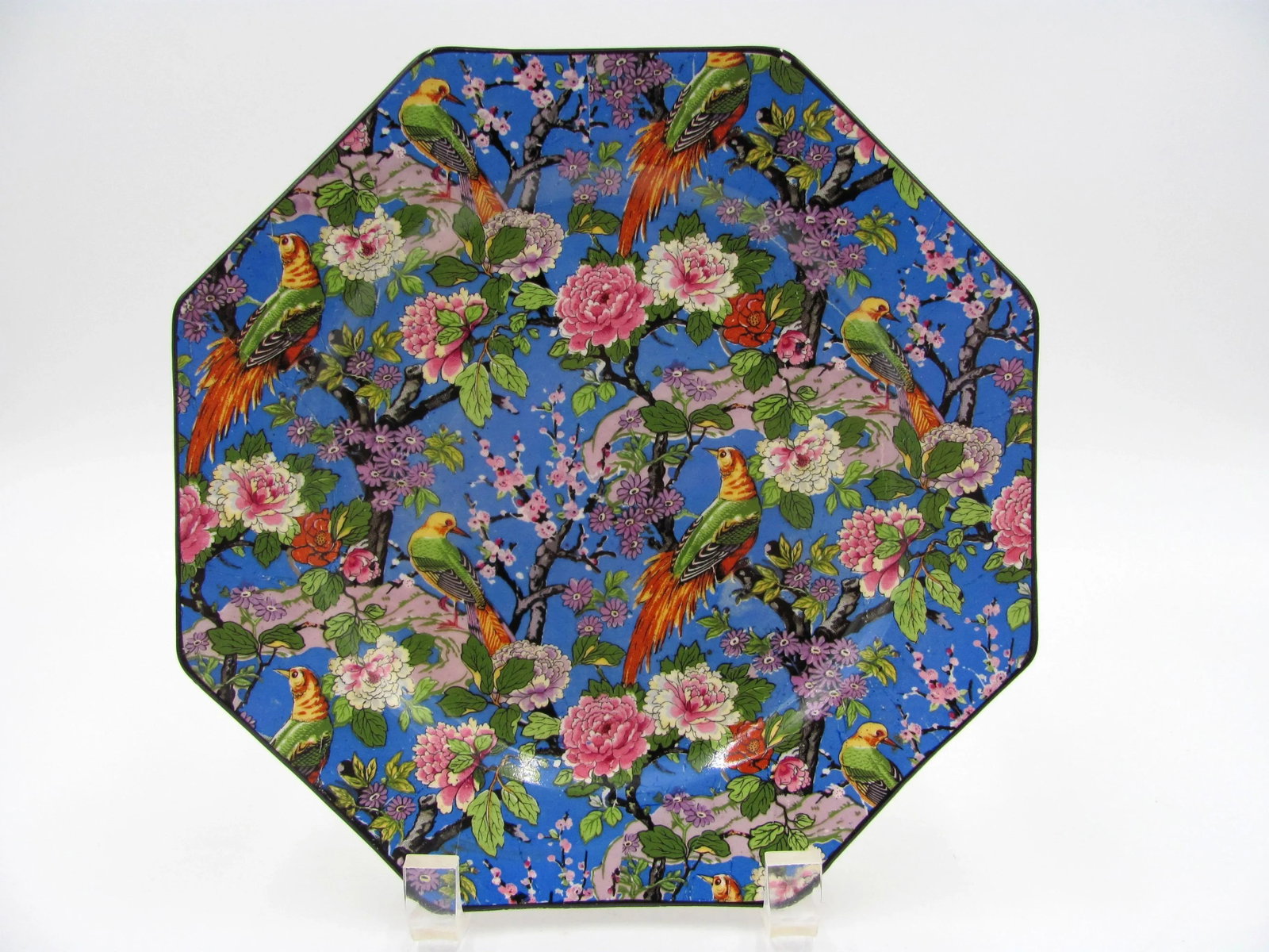 1920s Crown Ducal Blue Chintz Exotic Birds Luncheon Plates - Set of 6 - 5