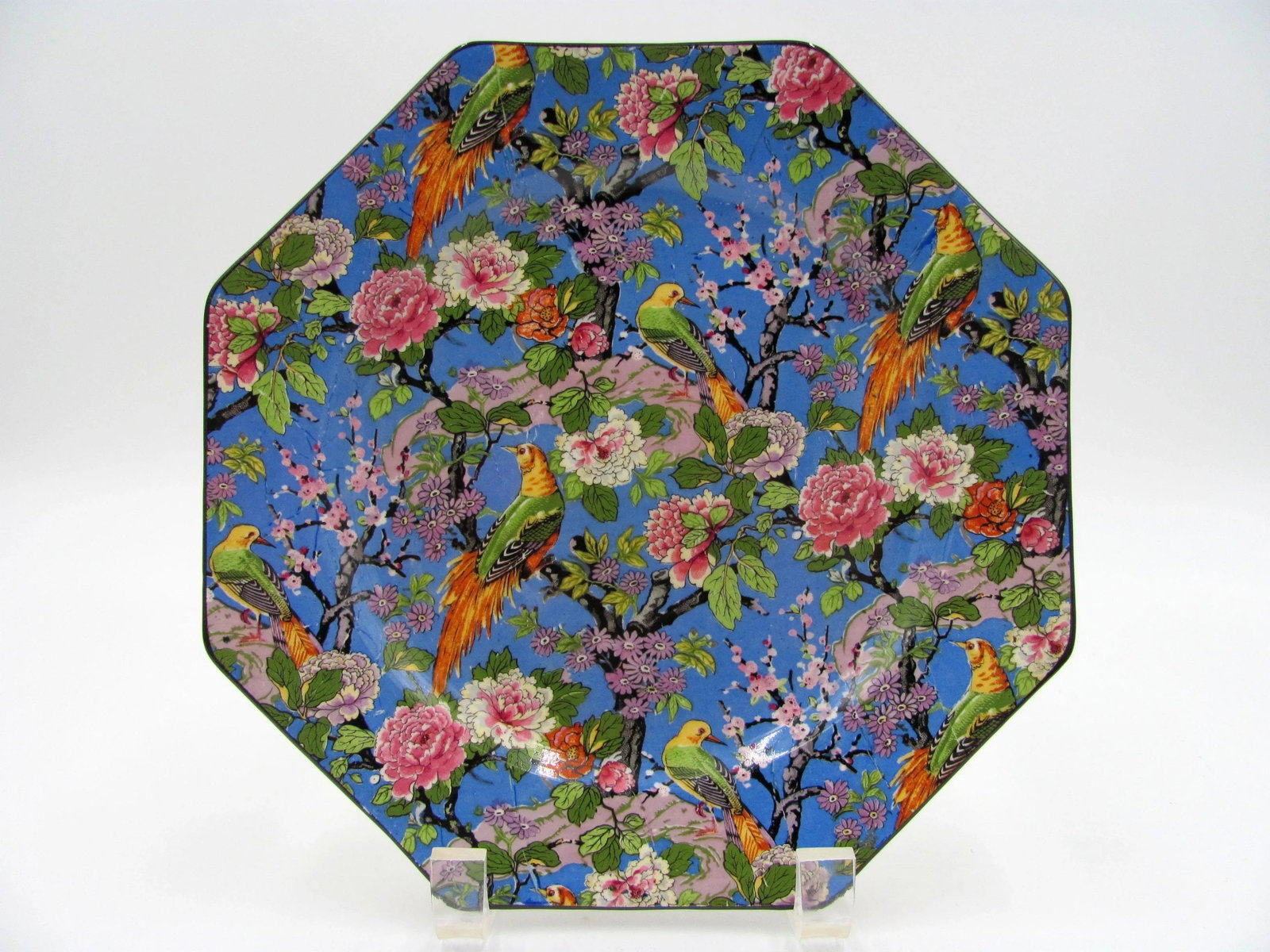 1920s Crown Ducal Blue Chintz Exotic Birds Luncheon Plates - Set of 6 - 6