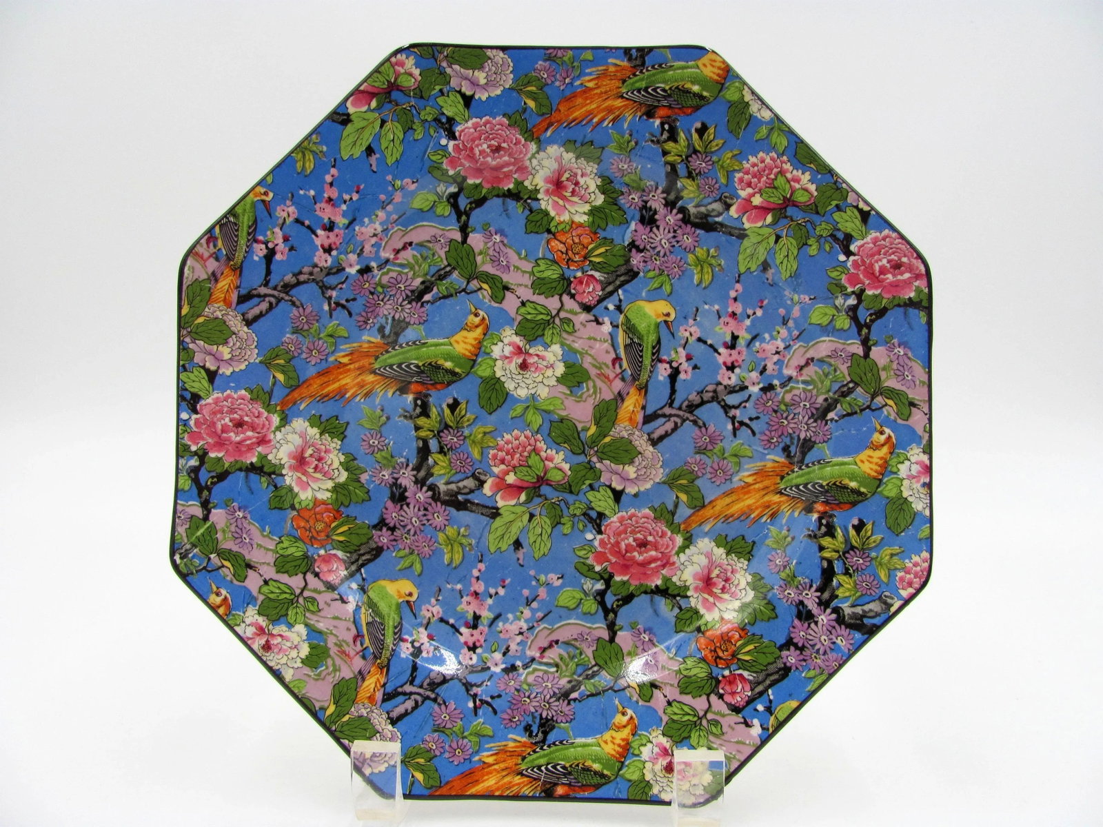 1920s Crown Ducal Blue Chintz Exotic Birds Luncheon Plates - Set of 6 - 8