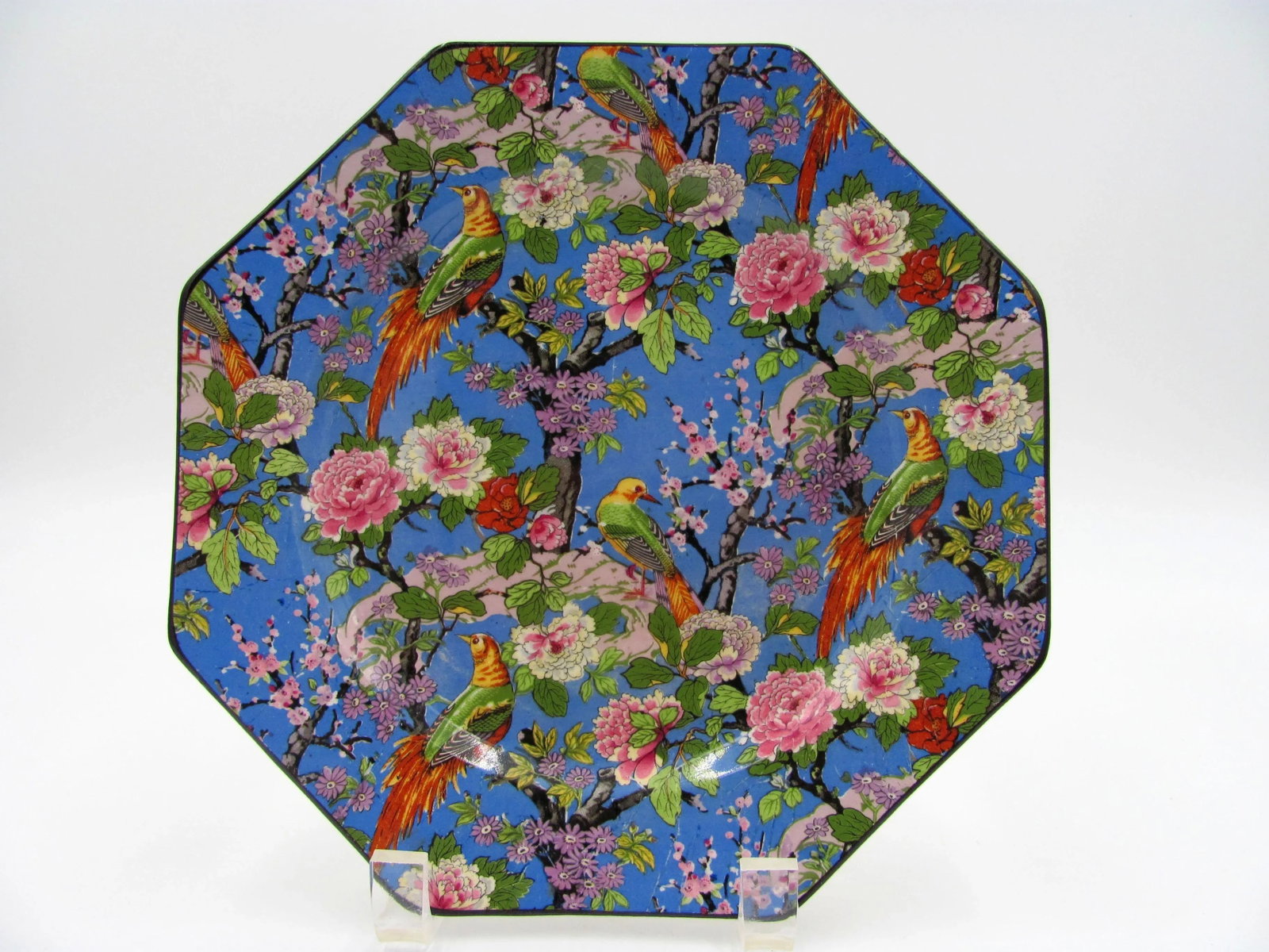 1920s Crown Ducal Blue Chintz Exotic Birds Luncheon Plates - Set of 6 - 9